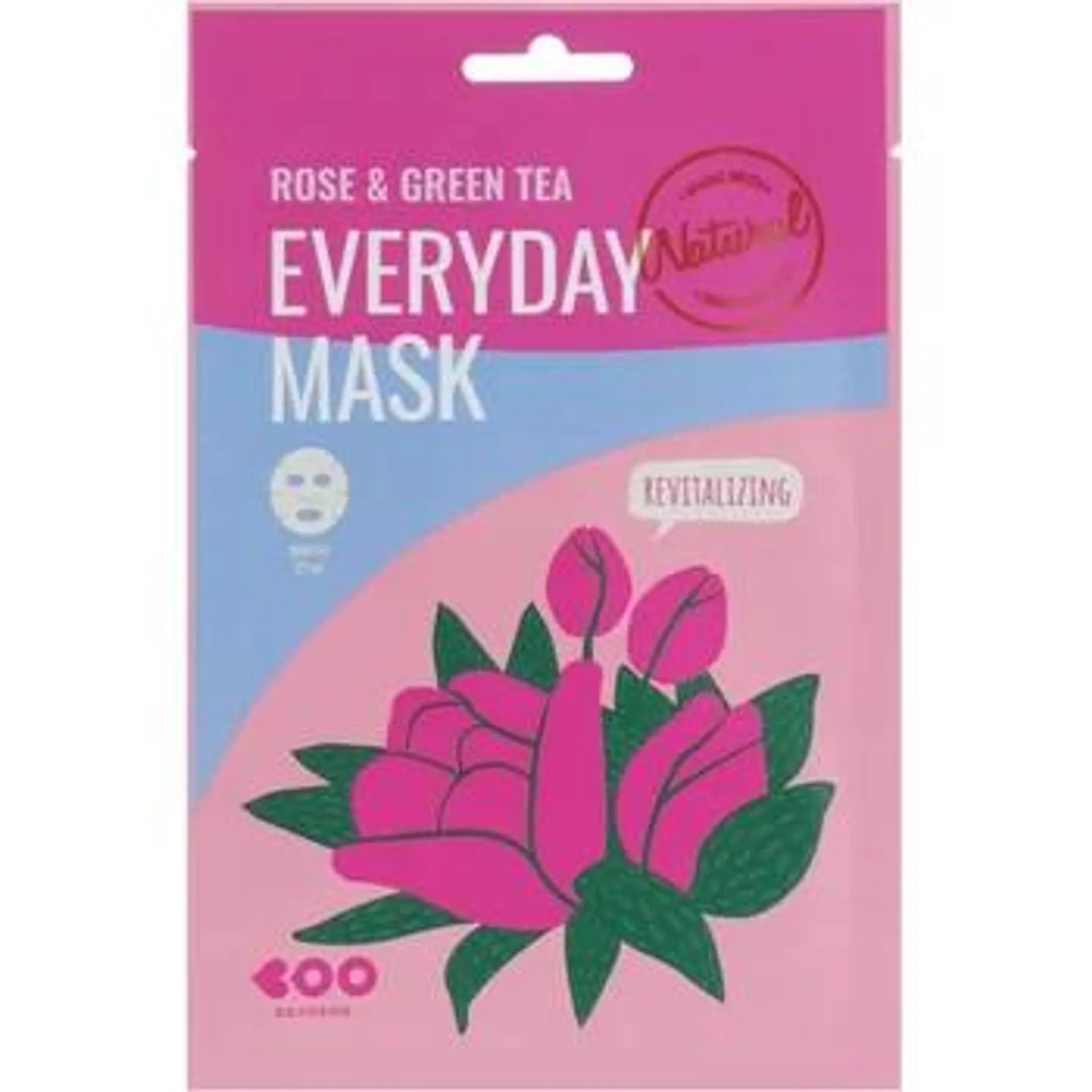 Masca de fata revitalizanta cu ceai verde si flori de trandafir Everyday, 27g, Dearboo