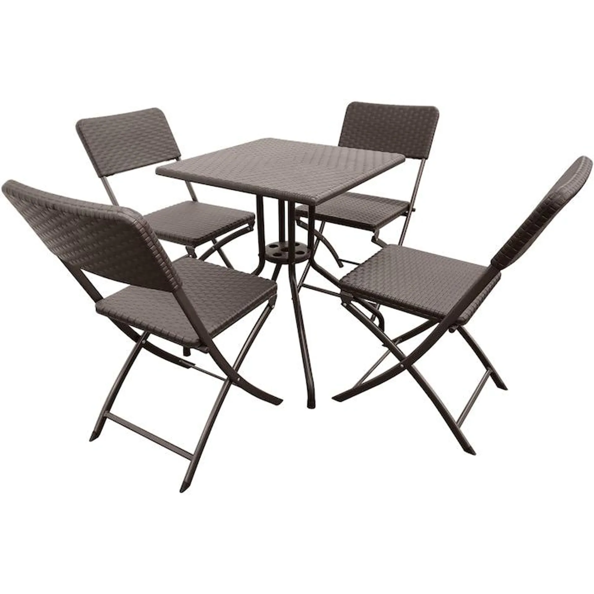 Set gradina Kring Elster, masa 61.5x61.5 h 73.5 cm, 4 scaun 57x44.5x80.5 cm, maro