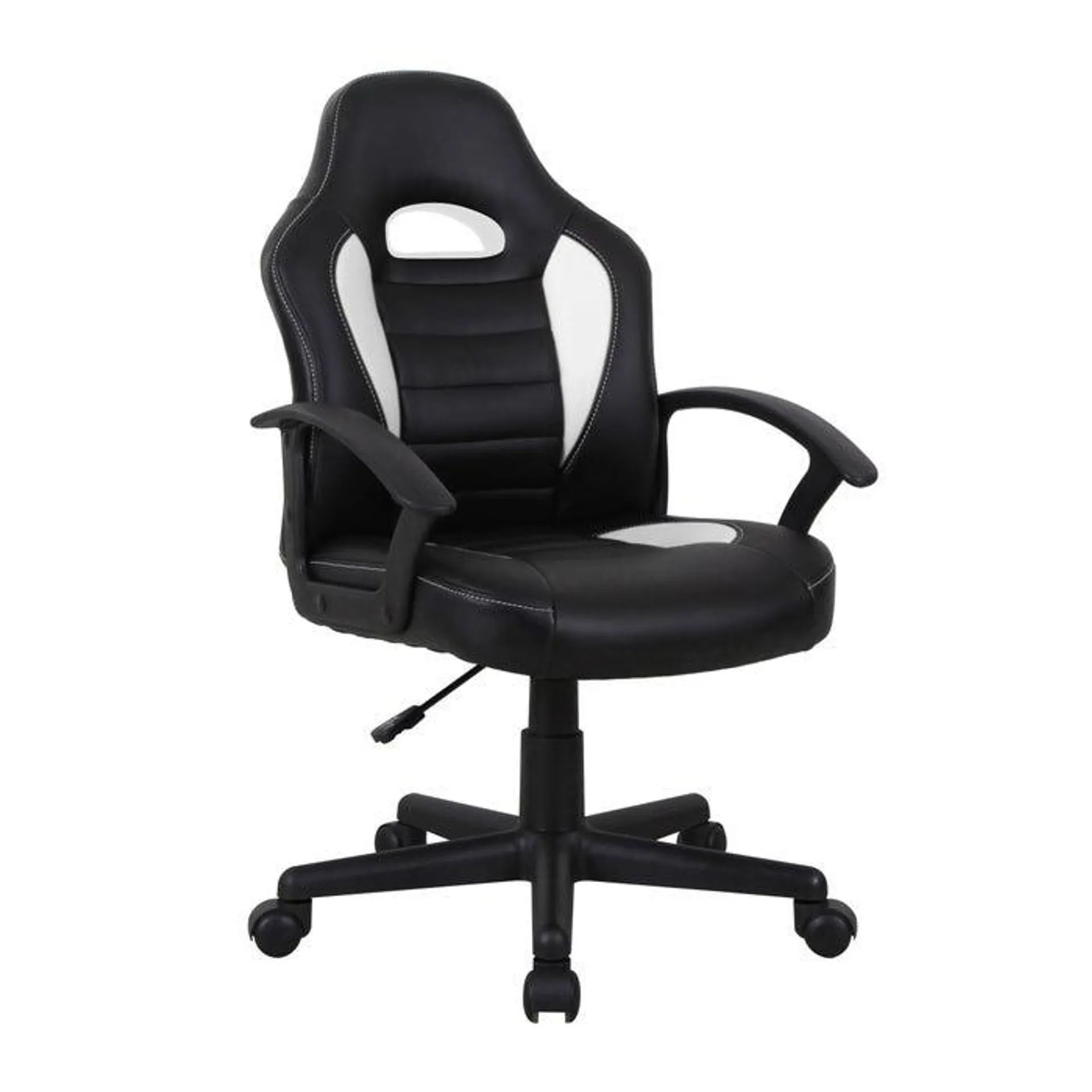 Scaun gaming US92 Euro, rotativ, imitatie piele + mesh, negru + alb, 1C