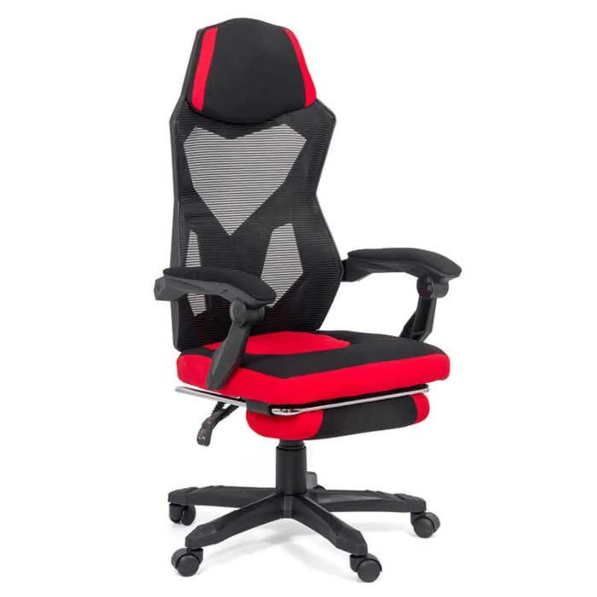 Scaun gaming OFF 304, rotativ, textil + mesh, negru + rosu, 1C