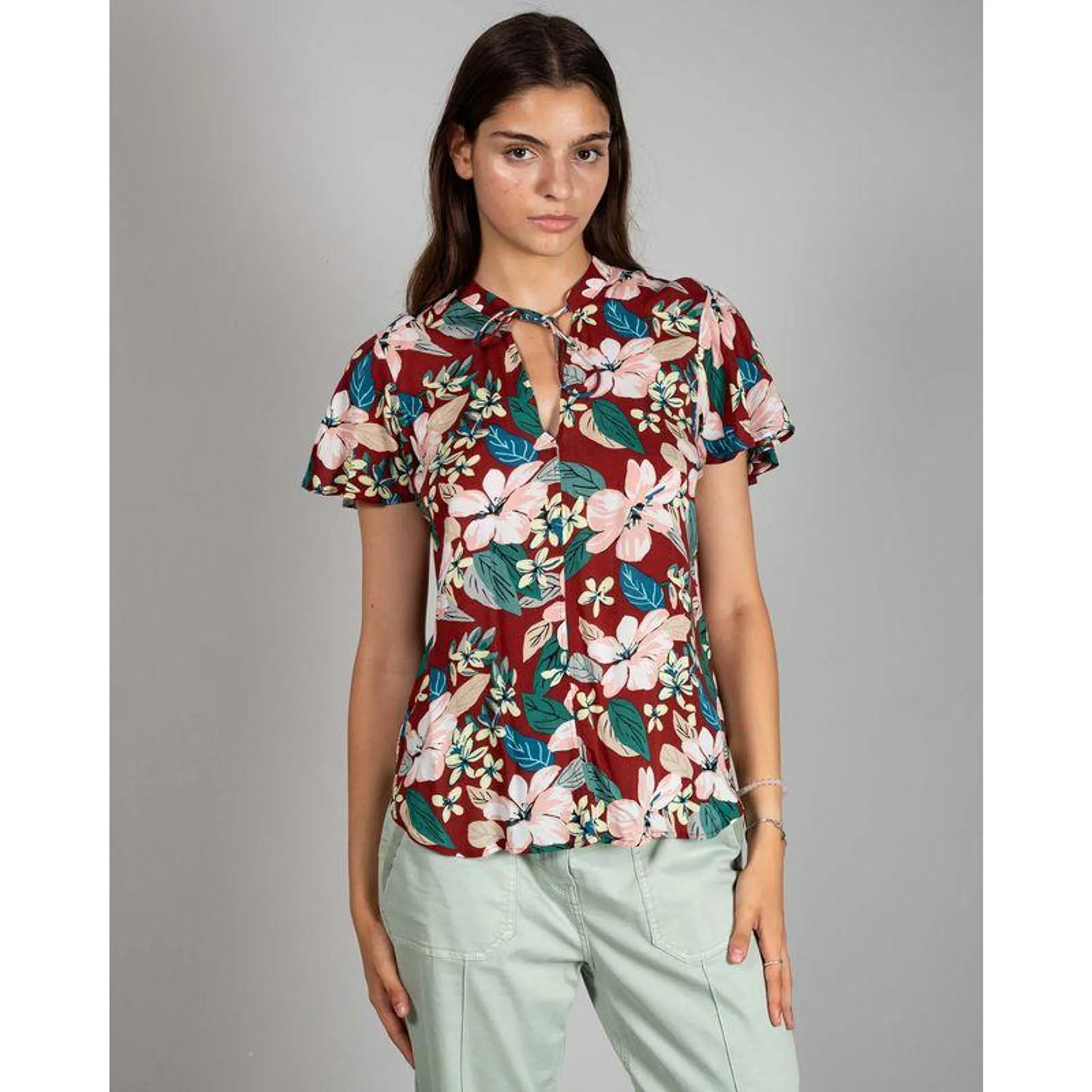 Bluza asimetrica cu imprimeu floral 24ITT35028