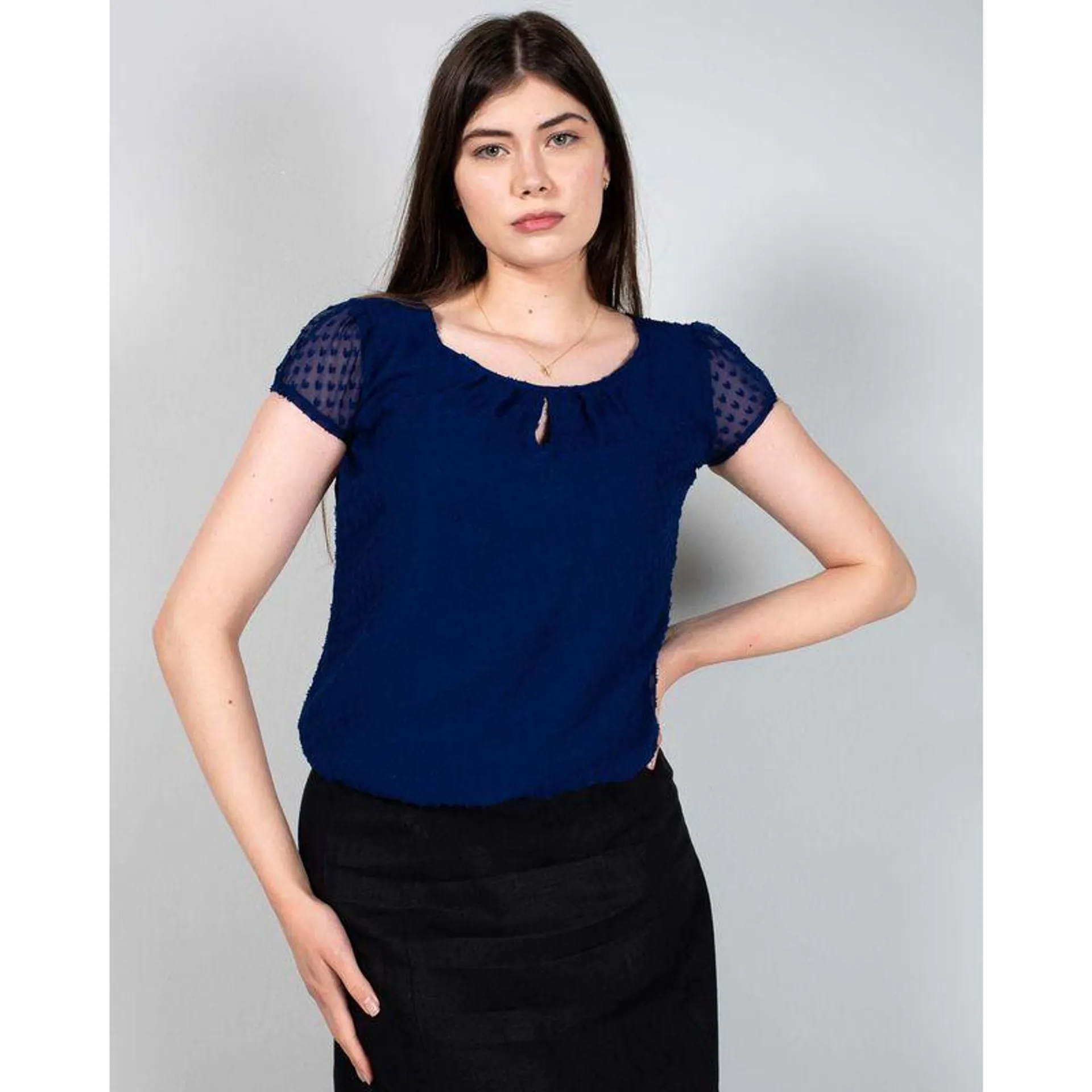 Bluza cu maneca scurta si elastic in partea de jos 24DAV08010