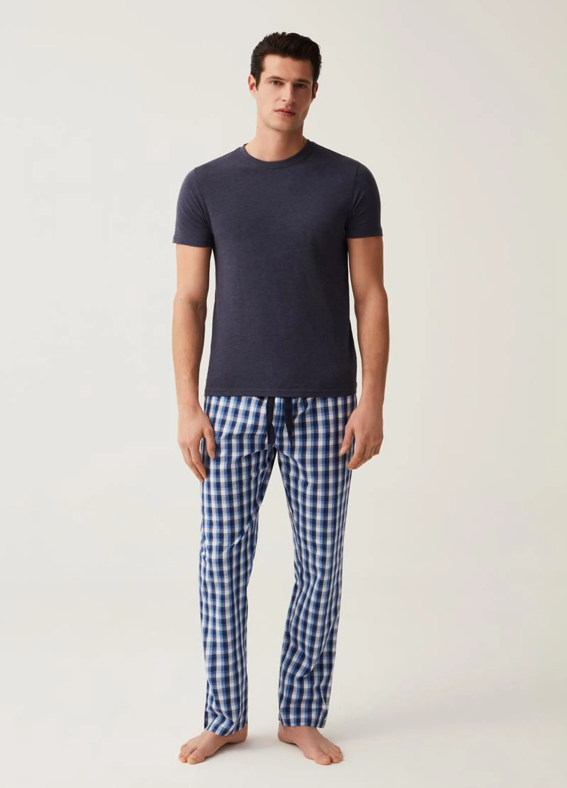 Full-length pyjama bottoms in woven cotton