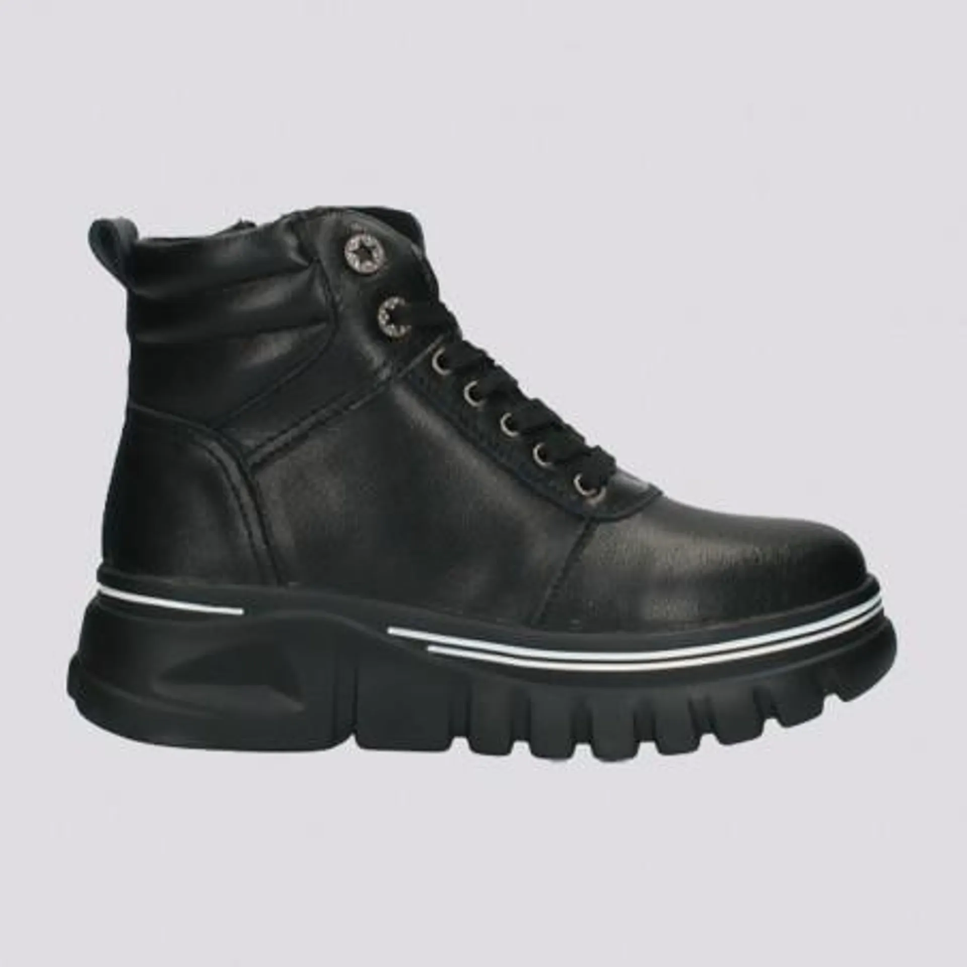 Ghete din piele pentru femei, stil casual, negre - W1212