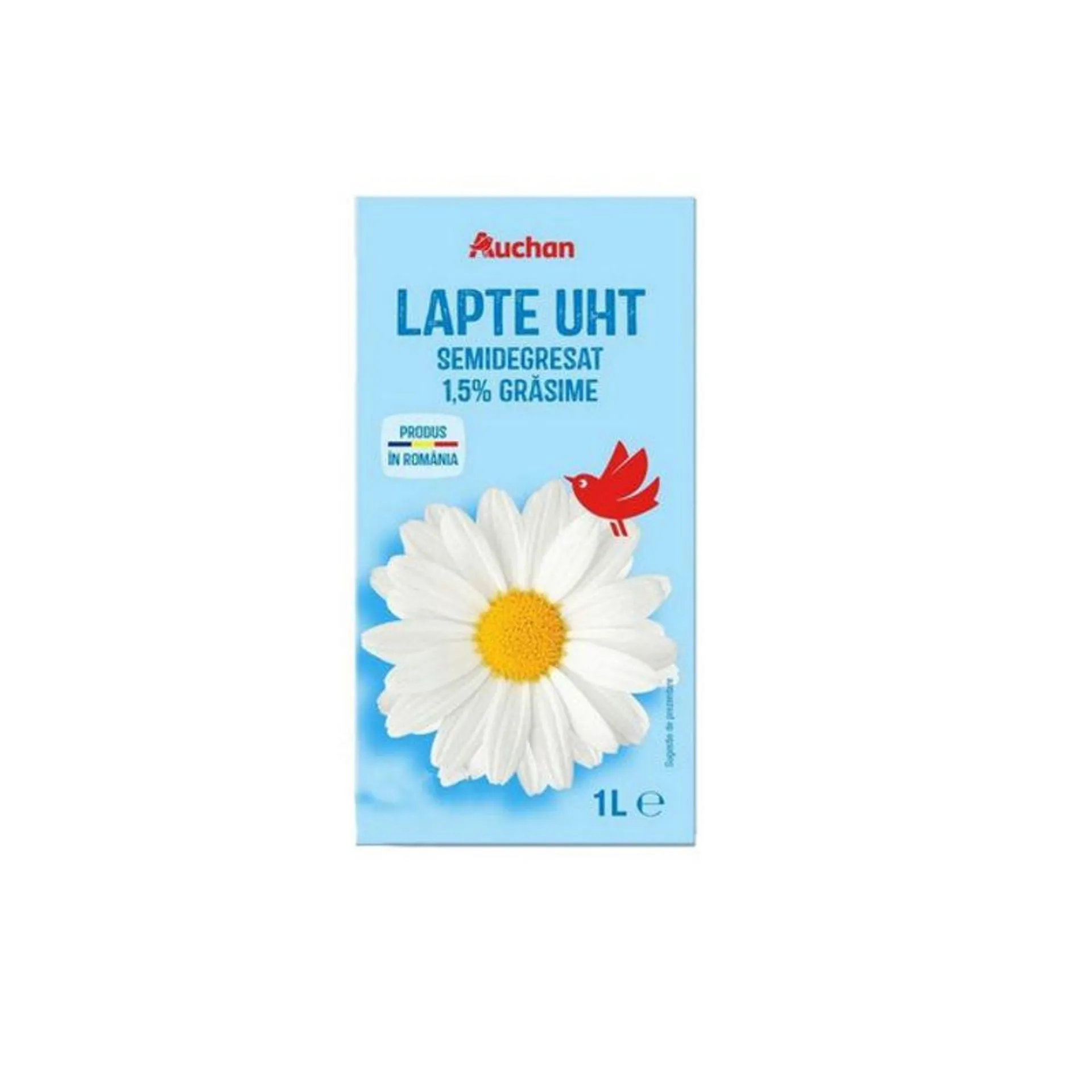 Lapte semidegresat UHT Auchan, 1.5% grasime, 1 l