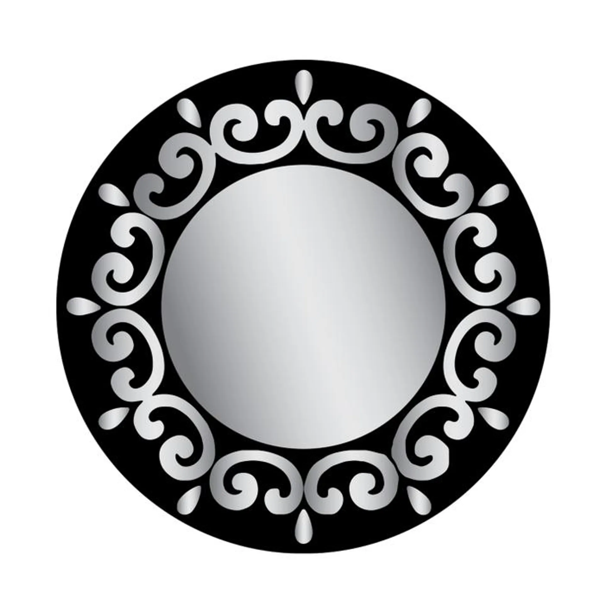 Oglinda decorativa Class Mirrors D8, sablata negru, rotunda, 70 x 70 cm