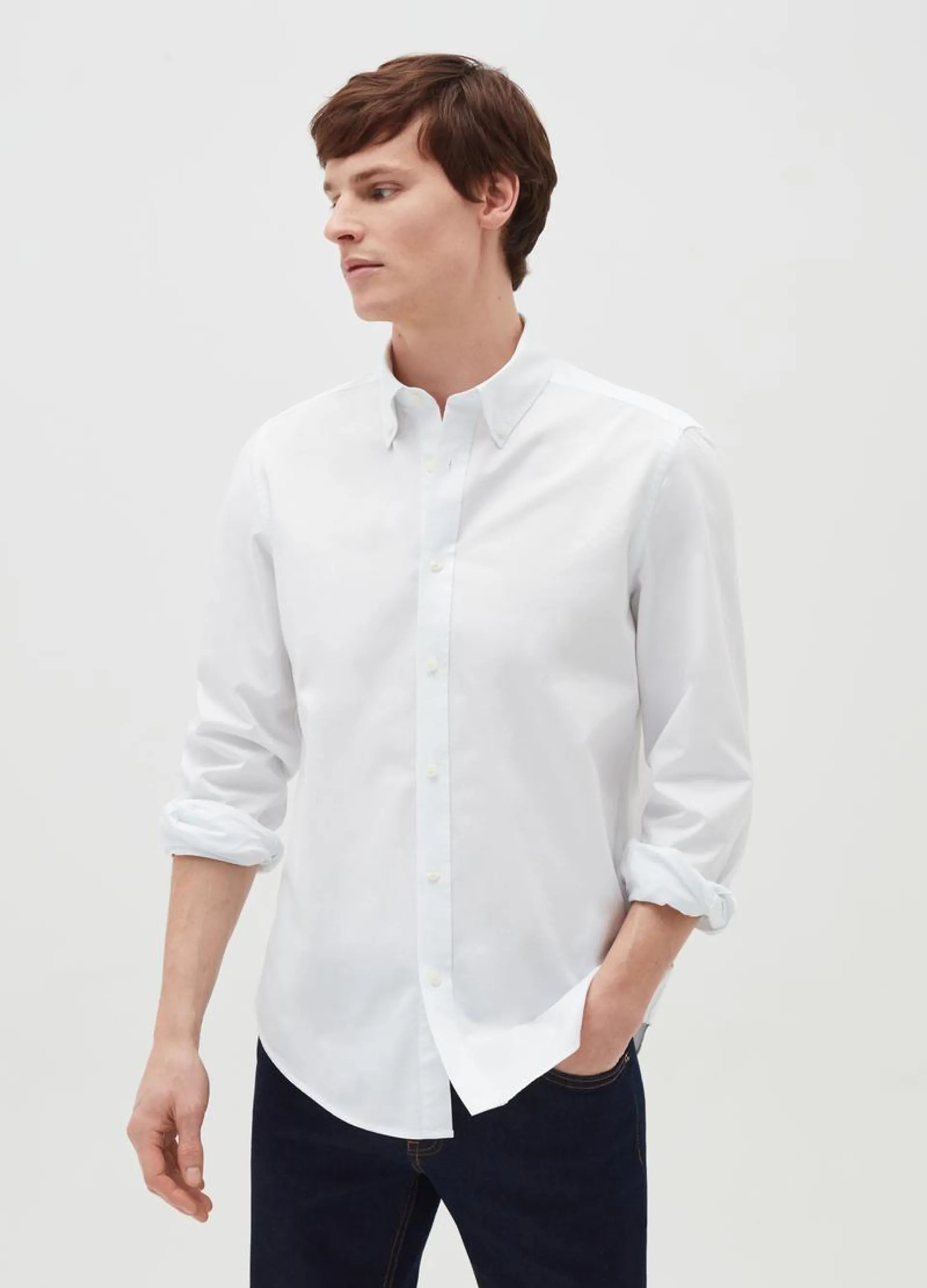 PIOMBO 100% cotton shirt with button-down collar