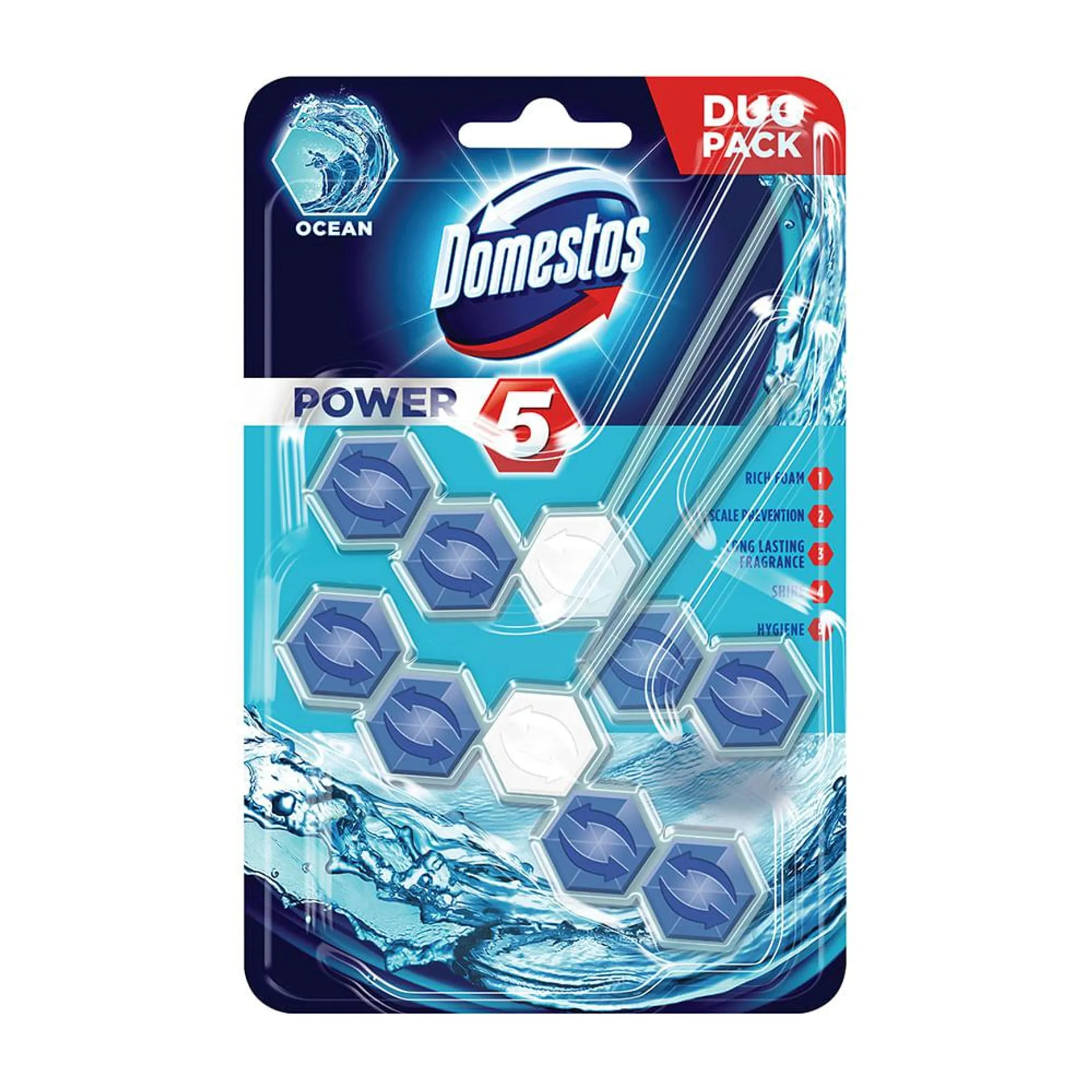 Odorizant pentru toaleta Domestos Power Ocean, 2 x 55 g