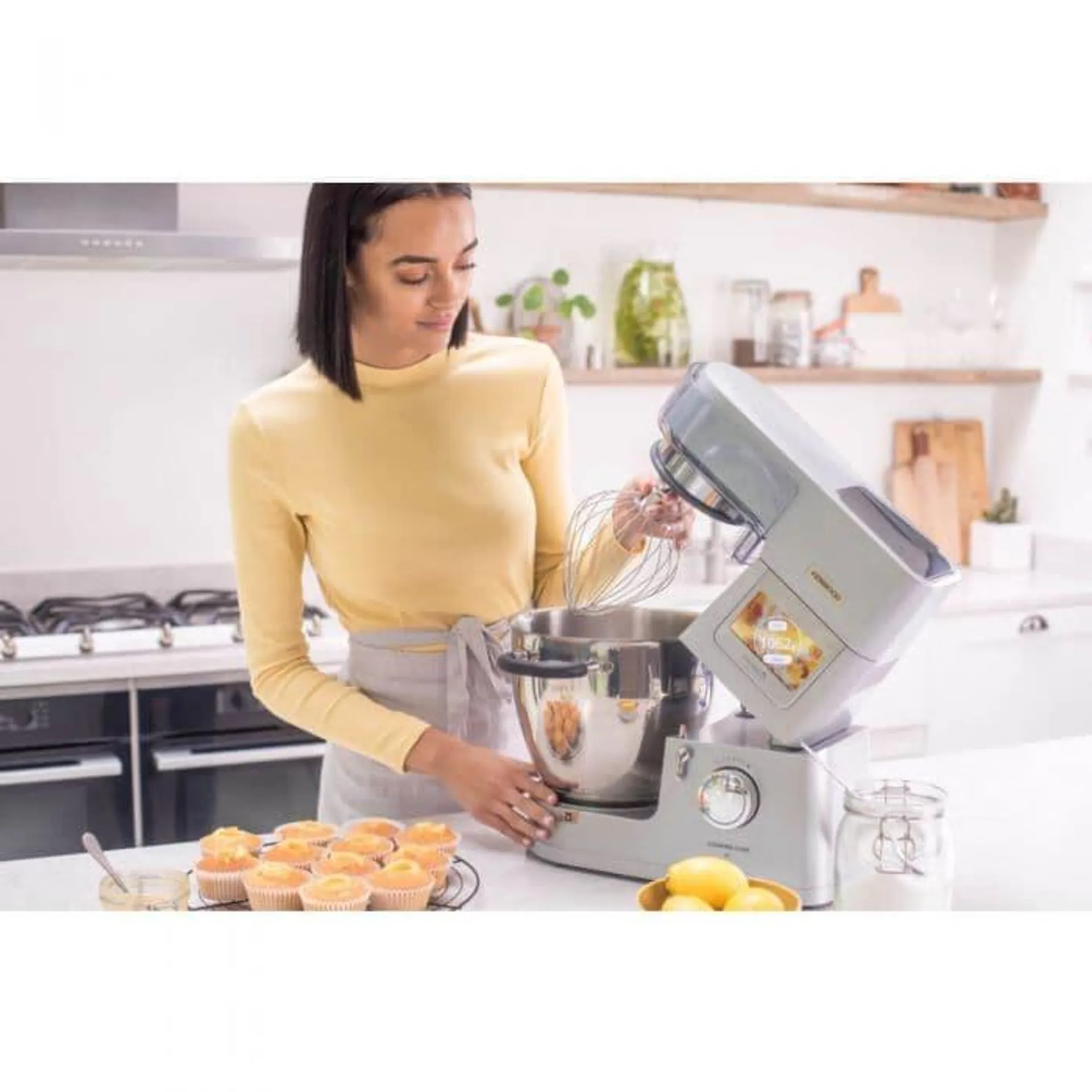 Robot de bucatarie KENWOOD Cooking Chef XL KCL95.424SI, 1500 W, Vas 6.7 l, Blender 1.6 l, 13 programe, 13 viteze, Cantar integrat, Gatit prin inductie, Argintiu