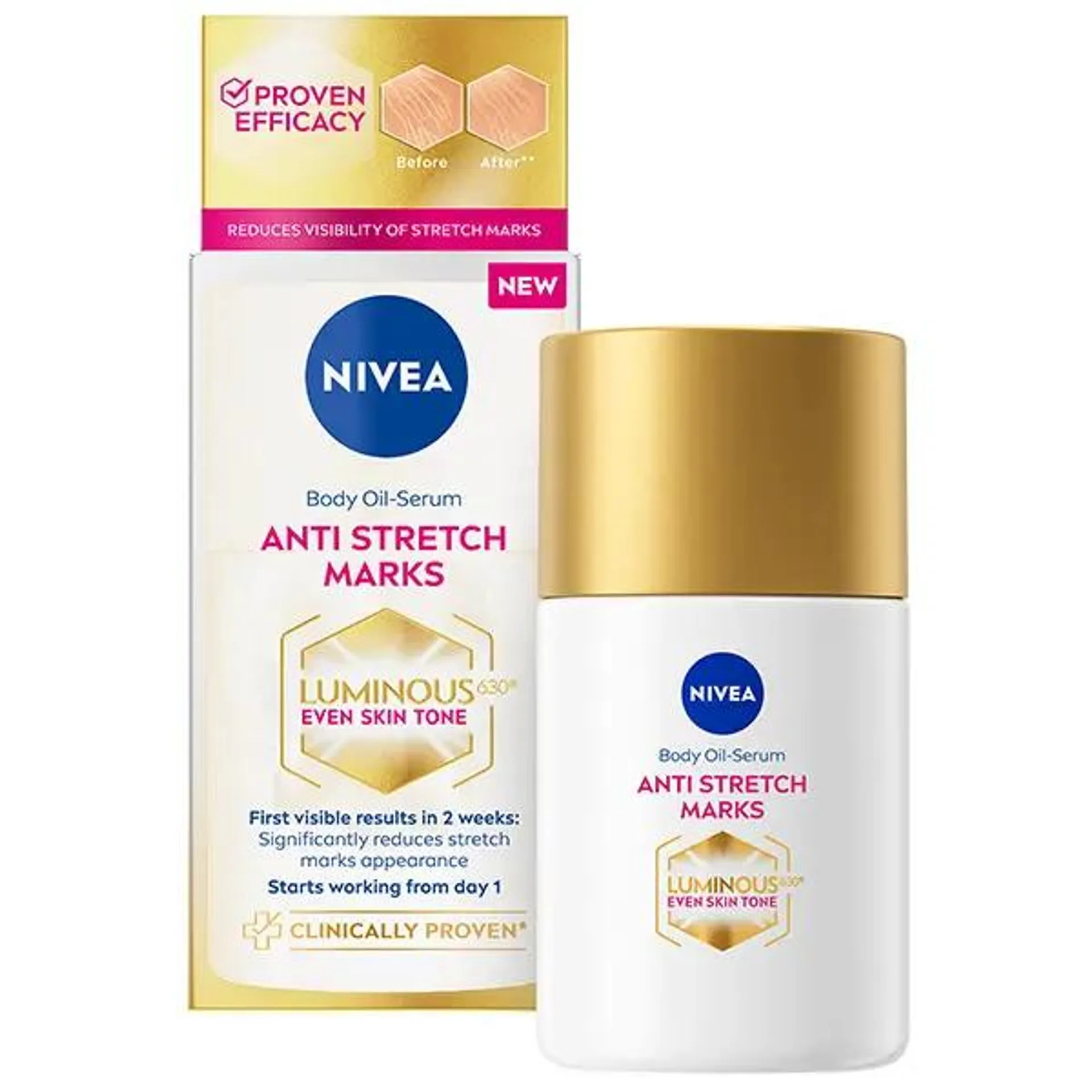 Ulei de corp Nivea Luminous630 anti-vergeturi, 100 ml