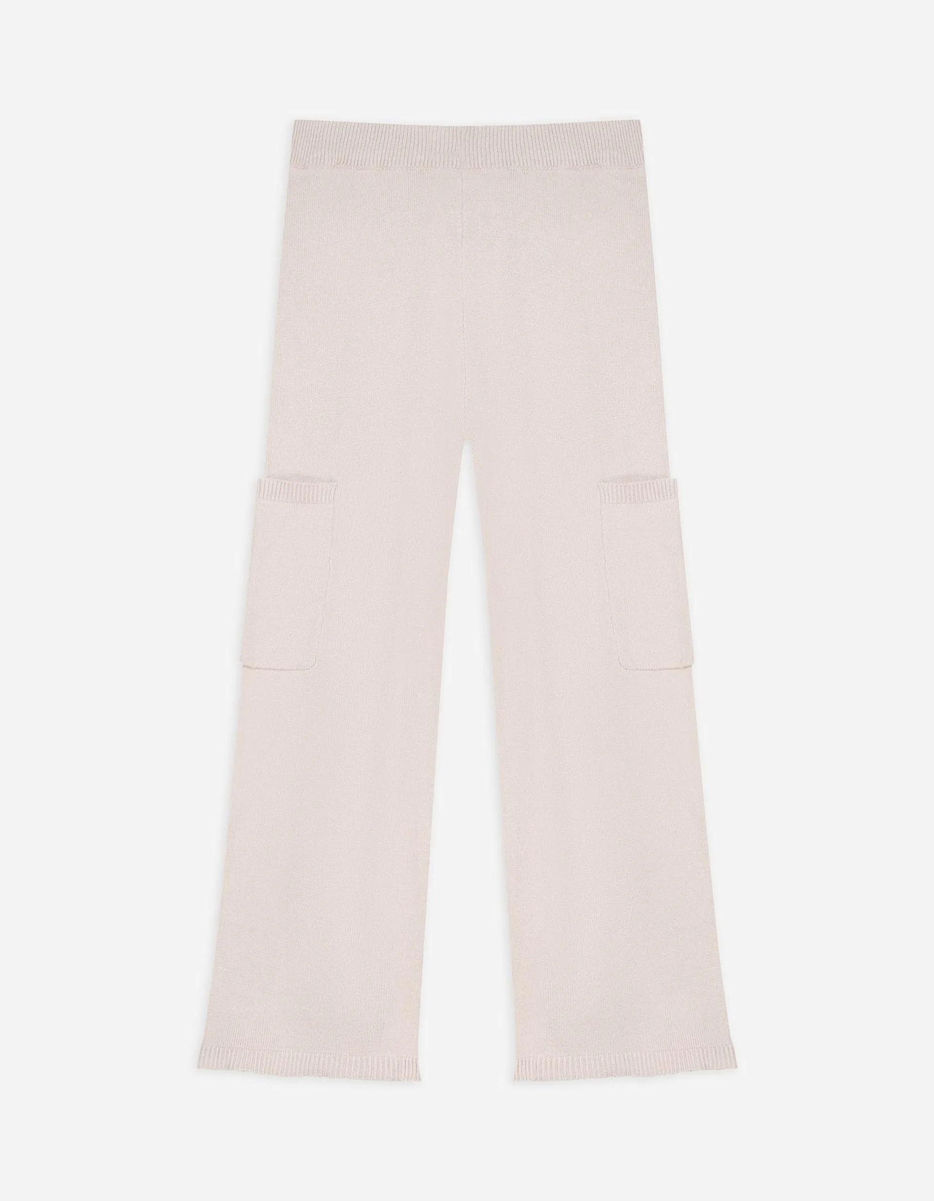 Pantaloni paperbag - Tricot fin - Bej