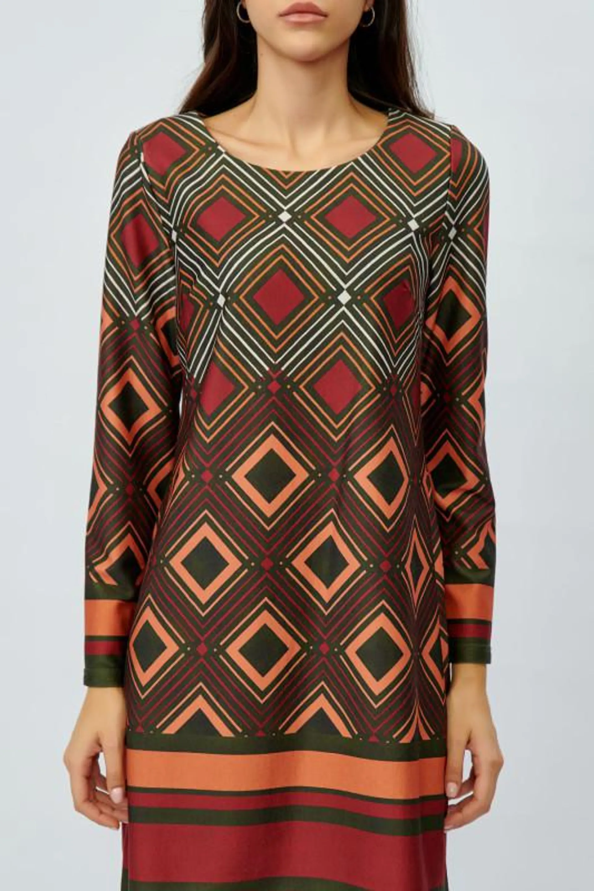 Rochie scurta din tricot imprimeu geometric