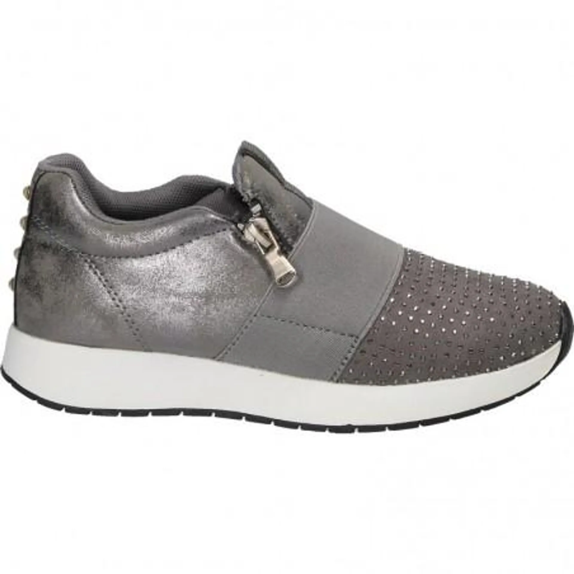 Sneakers gri cu strasuri, pentru fete