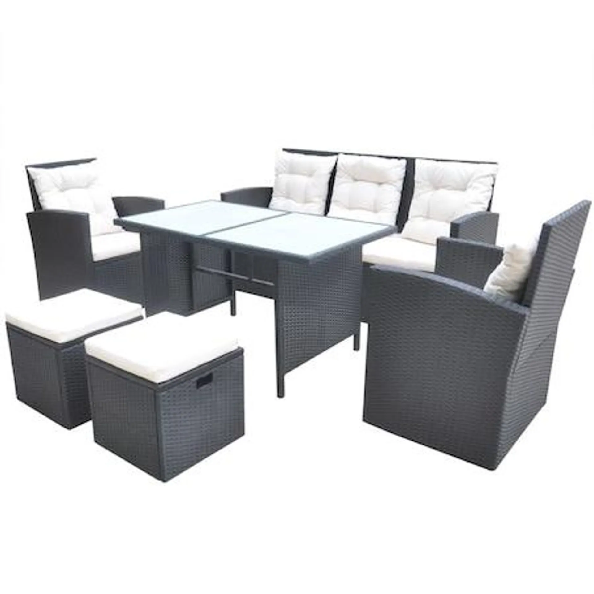 Set mobilier de exterior, Eco Ambient, 18 piese, poliratan, negru