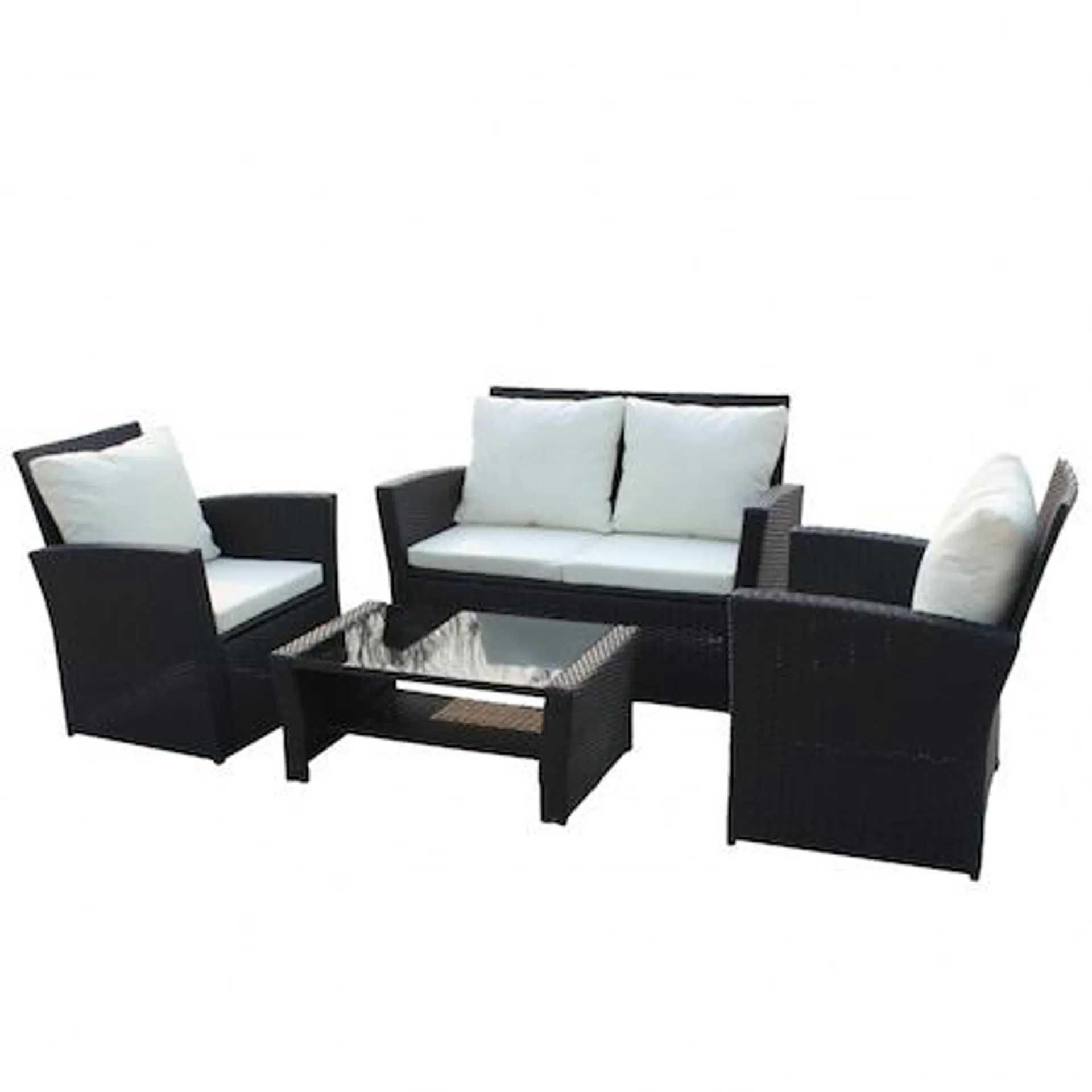 Set mobilier de gradina DeHome MG900, canapea, fotolii si masuta incluse, culoare negru