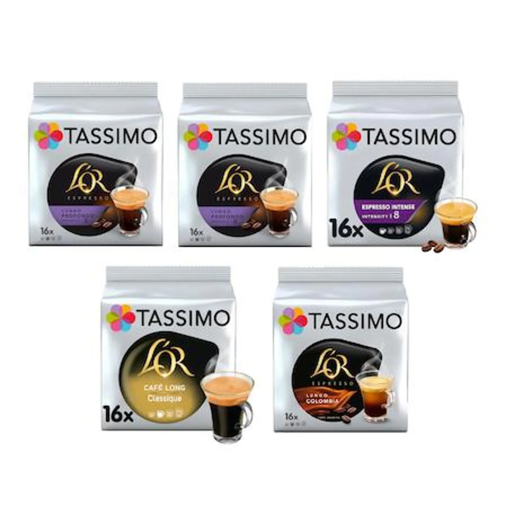 Set 5X Capsule cafea Tassimo L'OR Espresso Variety, 4 sortimente, 80 bauturi