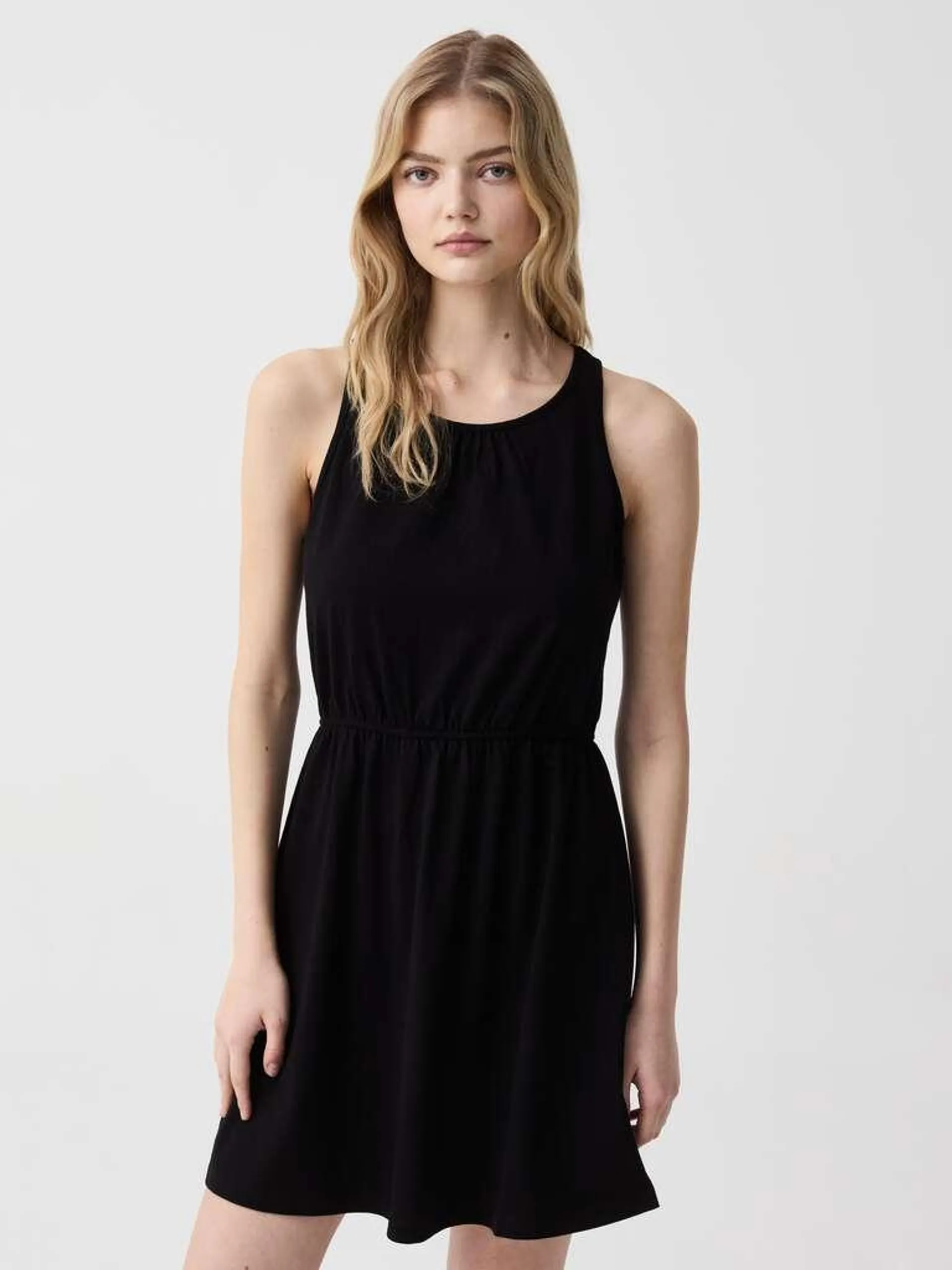 Sleeveless cotton dress Noir