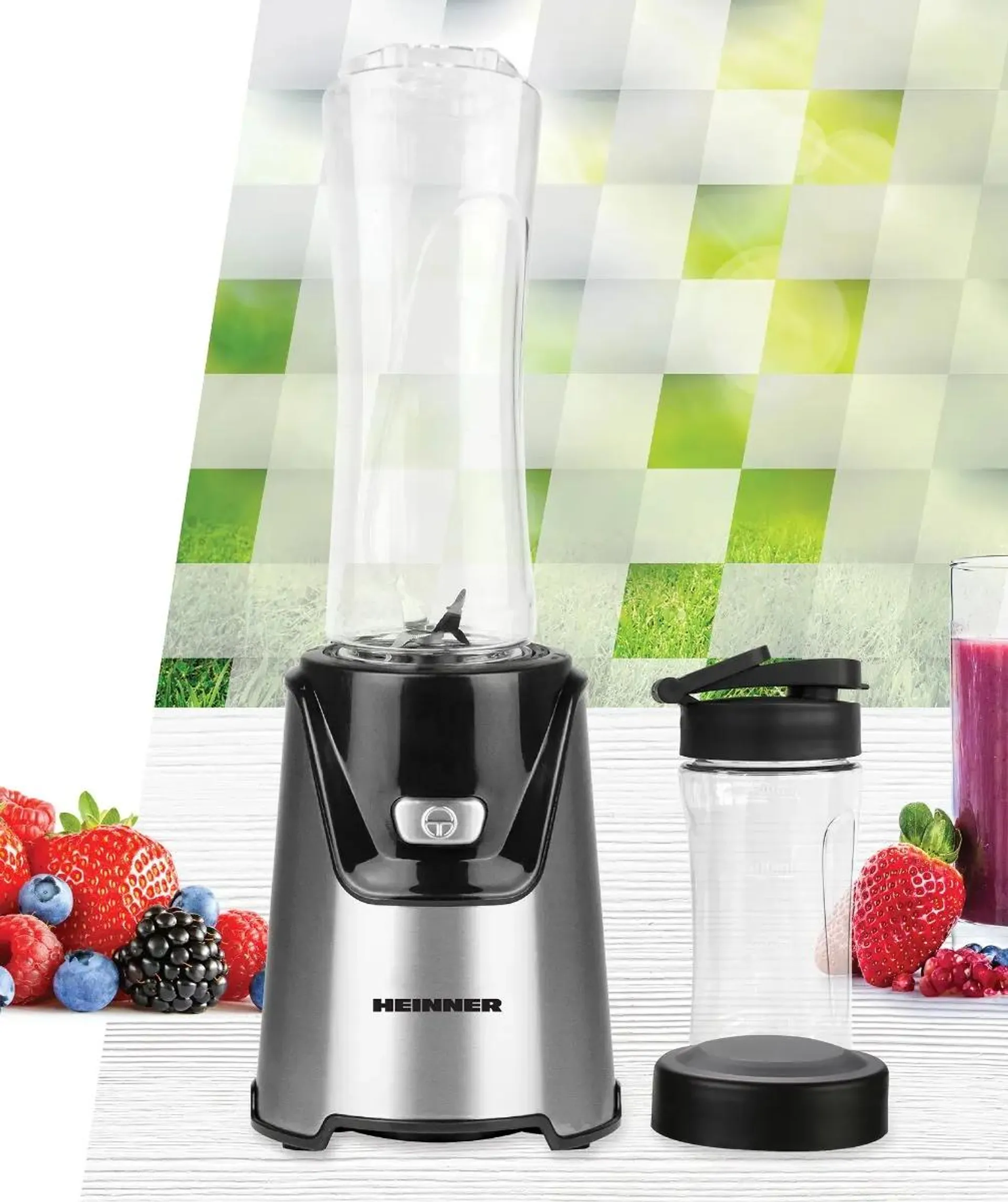 Blender sport Heinner WellGo Mix 400 HSB-T400SS, 0.6/0.4 litri, 400 W, Argintiu / Negru