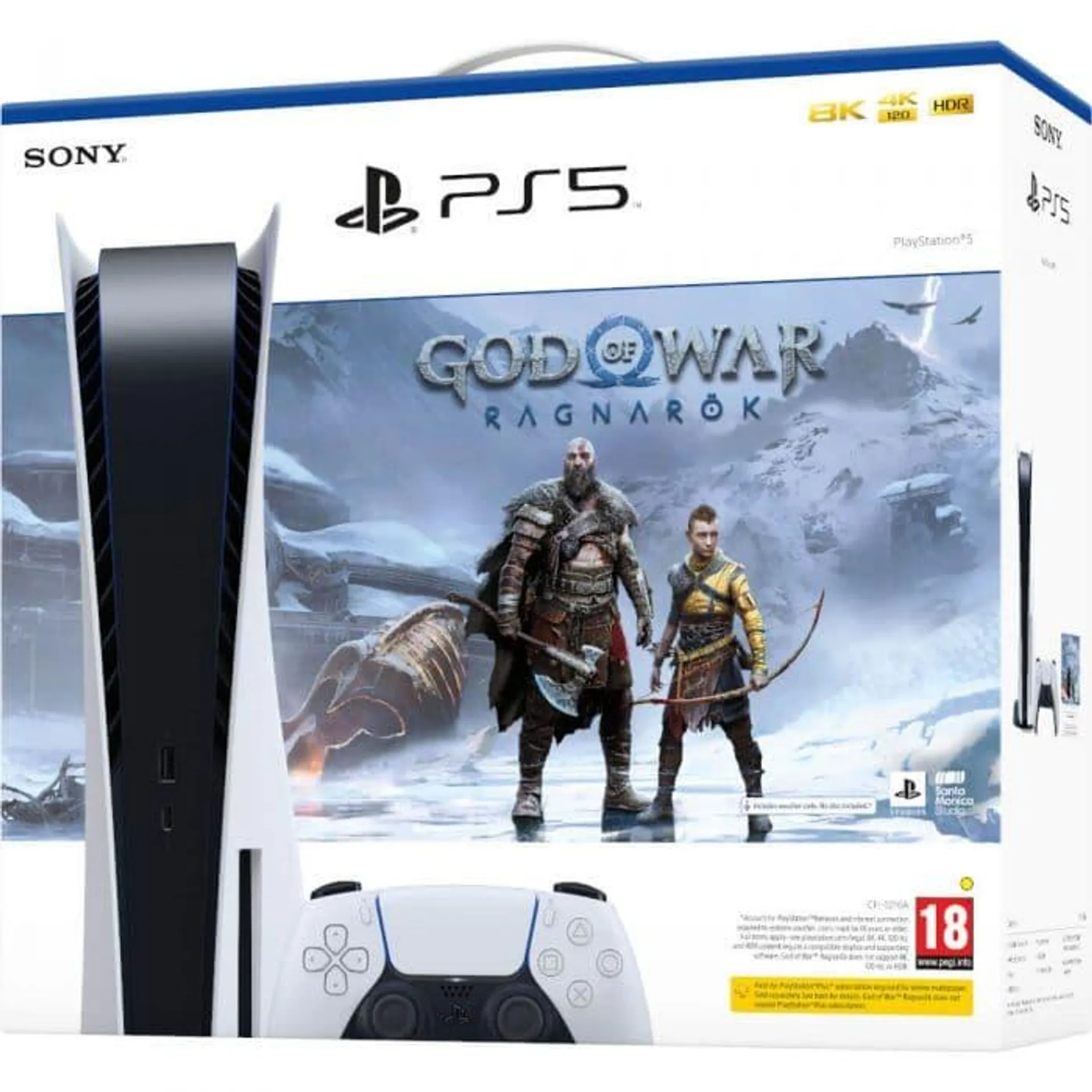 Consola Sony PS5 (PlayStation 5), C Chassis, 825GB, Alb + Joc PS5 God of War Ragnarok CD