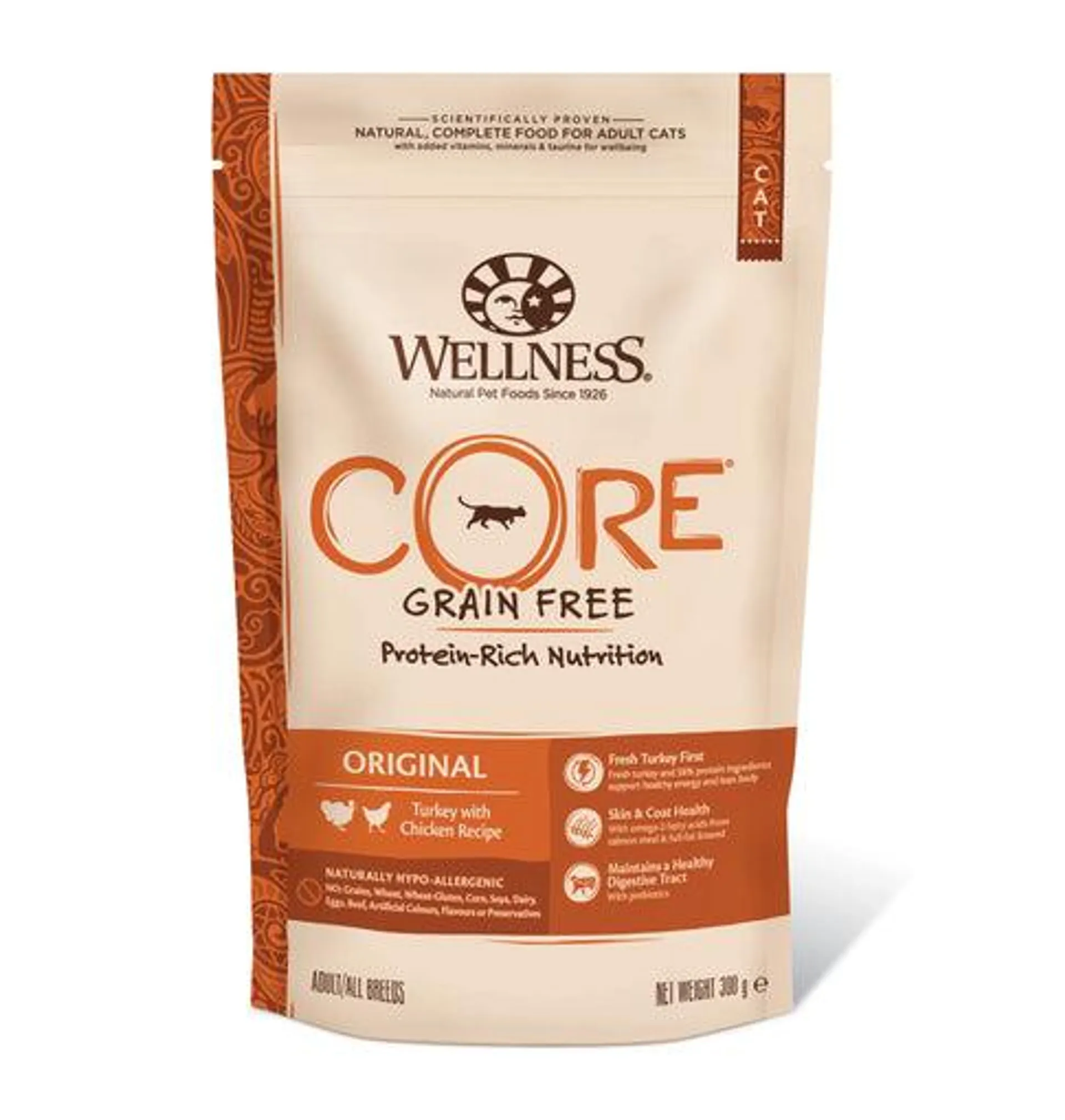 Hrana uscata pentru pisici Wellness Core Dry cu curcan si pui 300g