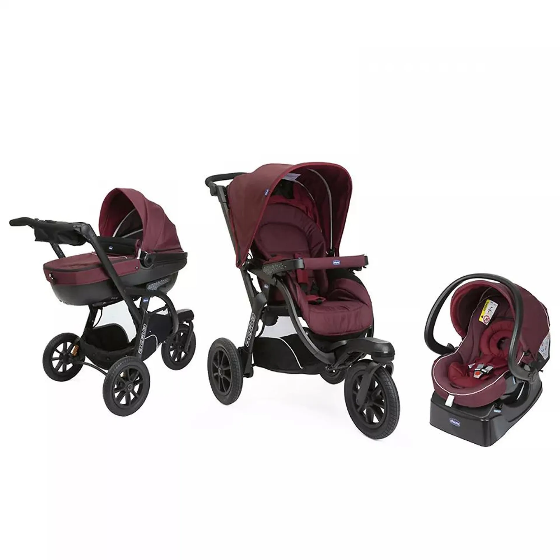 Carucior Chicco Trio Activ3, Car Kit, 0+luni, Burgundy Powder