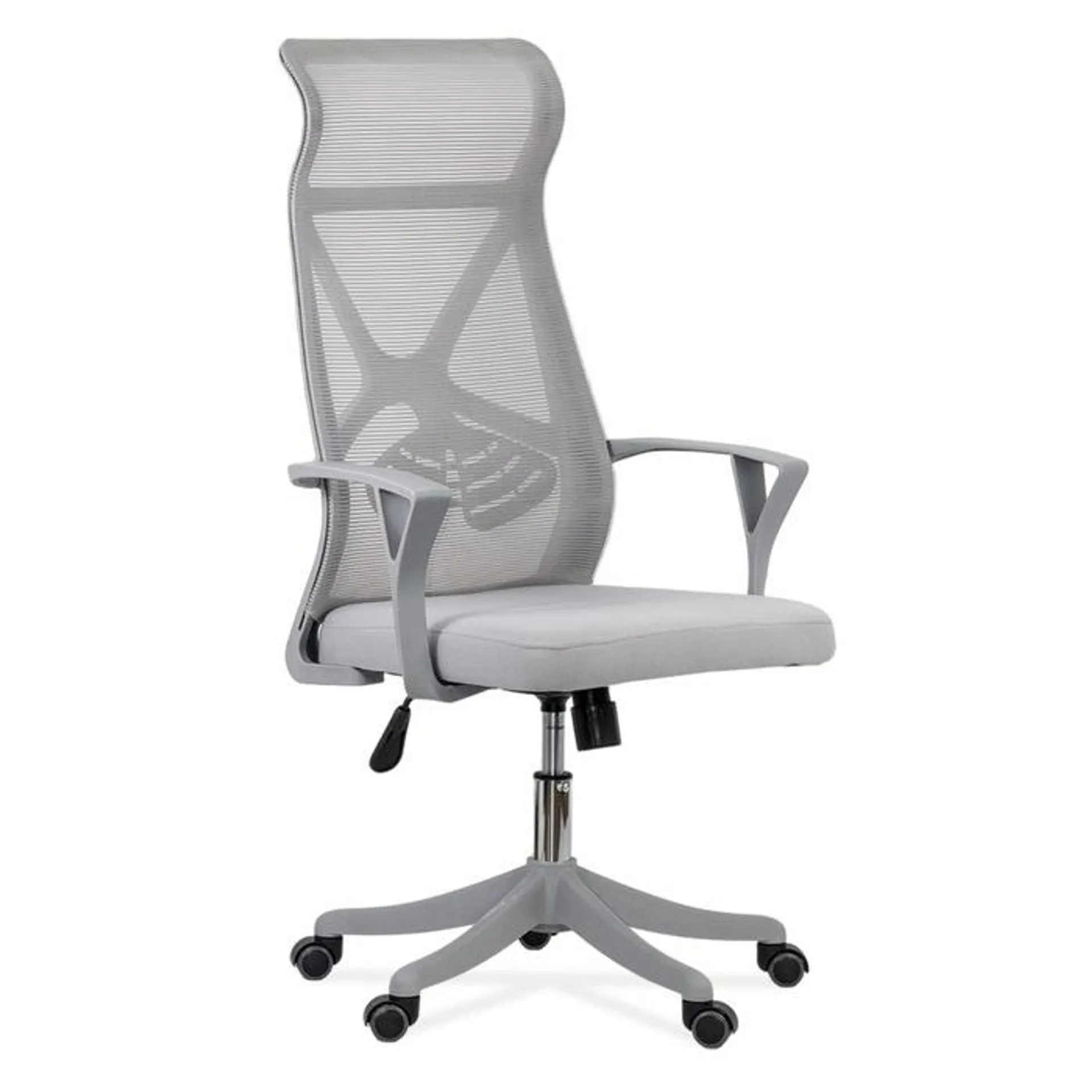 Scaun birou ergonomic OFF 431, rotativ, material textil + mesh, gri deschis