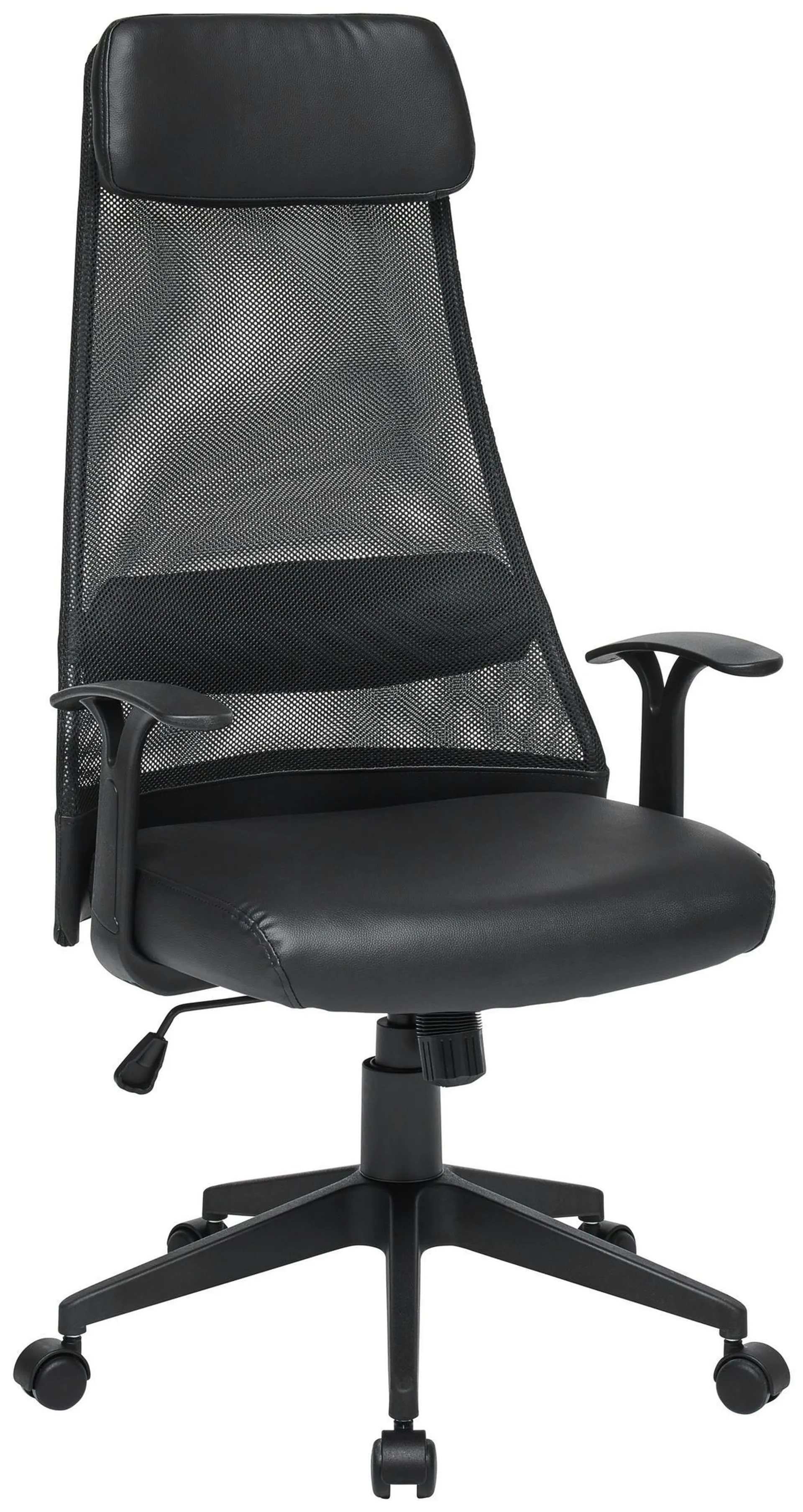 Scaun birou imitație piele, plasă tensionată negru