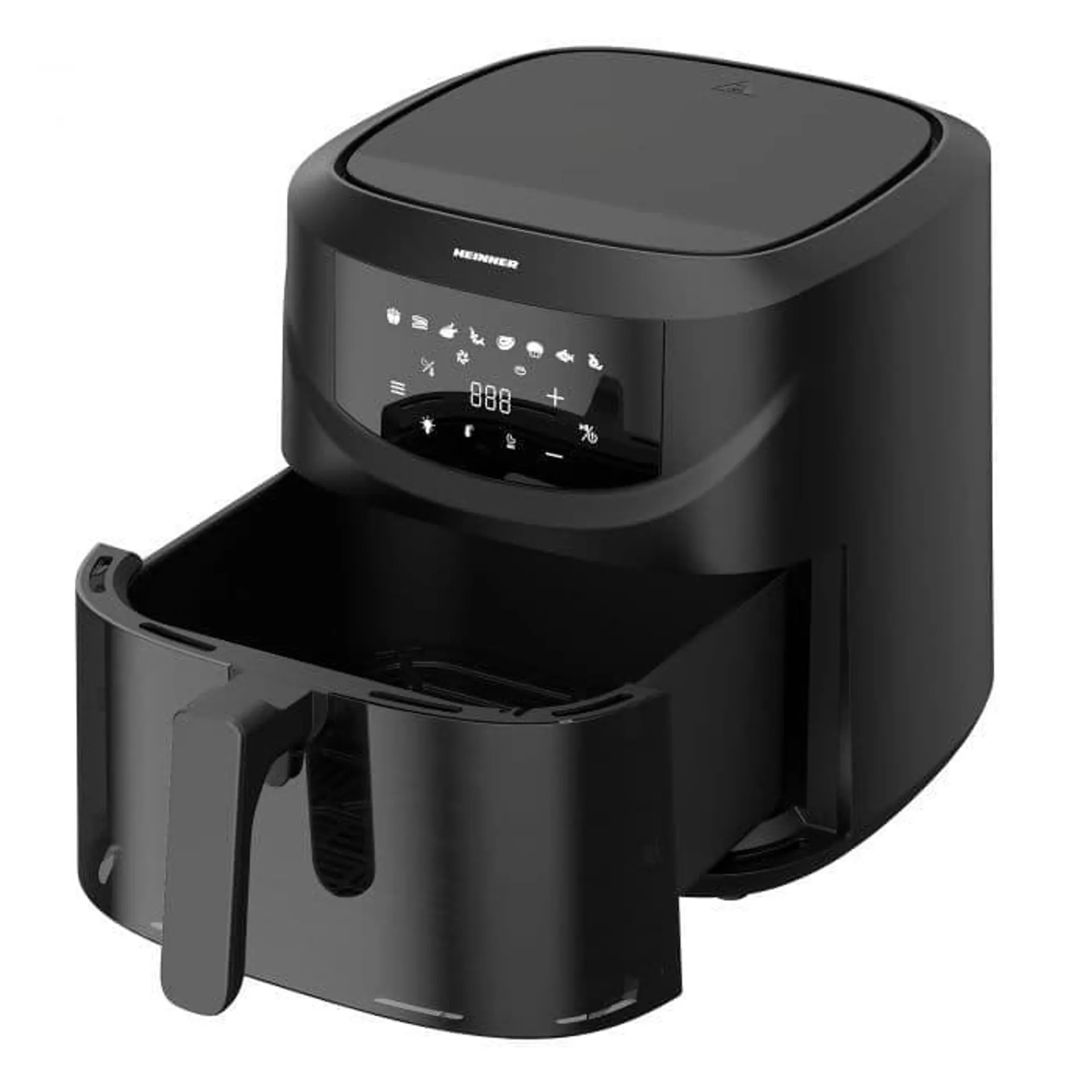 Friteuza cu aer cald Heinner Spacefry HAF-B8BK2000, 2000 W, 7.6 L, 8 programe, Touch Control, Temperatura reglabila, Negru