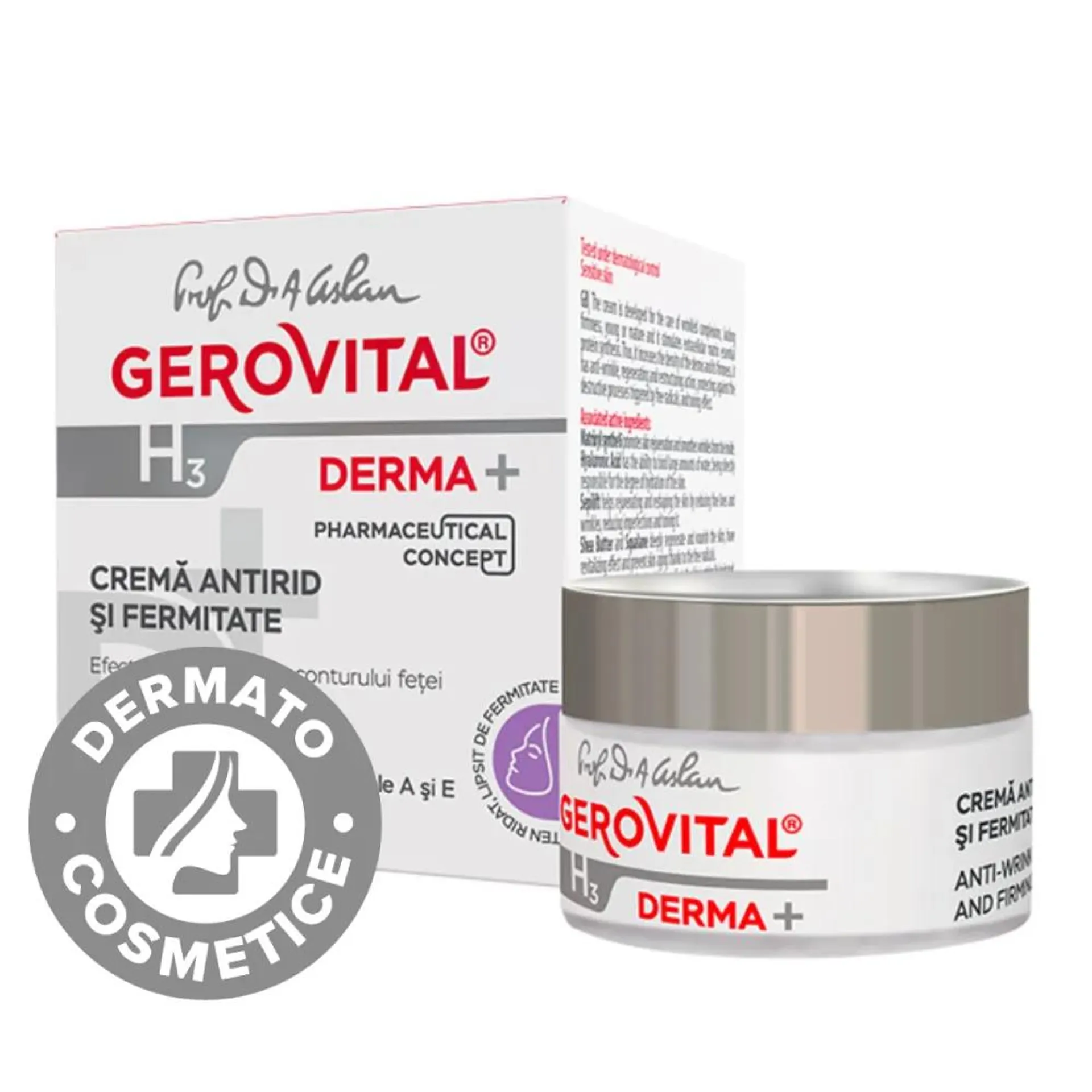 Crema antirid si fermitate GH3 Derma+, 50ml, Gerovital