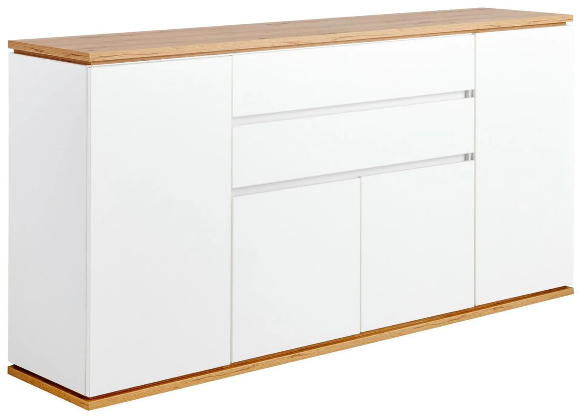 Xora SIDEBOARD Weiß, Eiche Artisan Einlegeböden