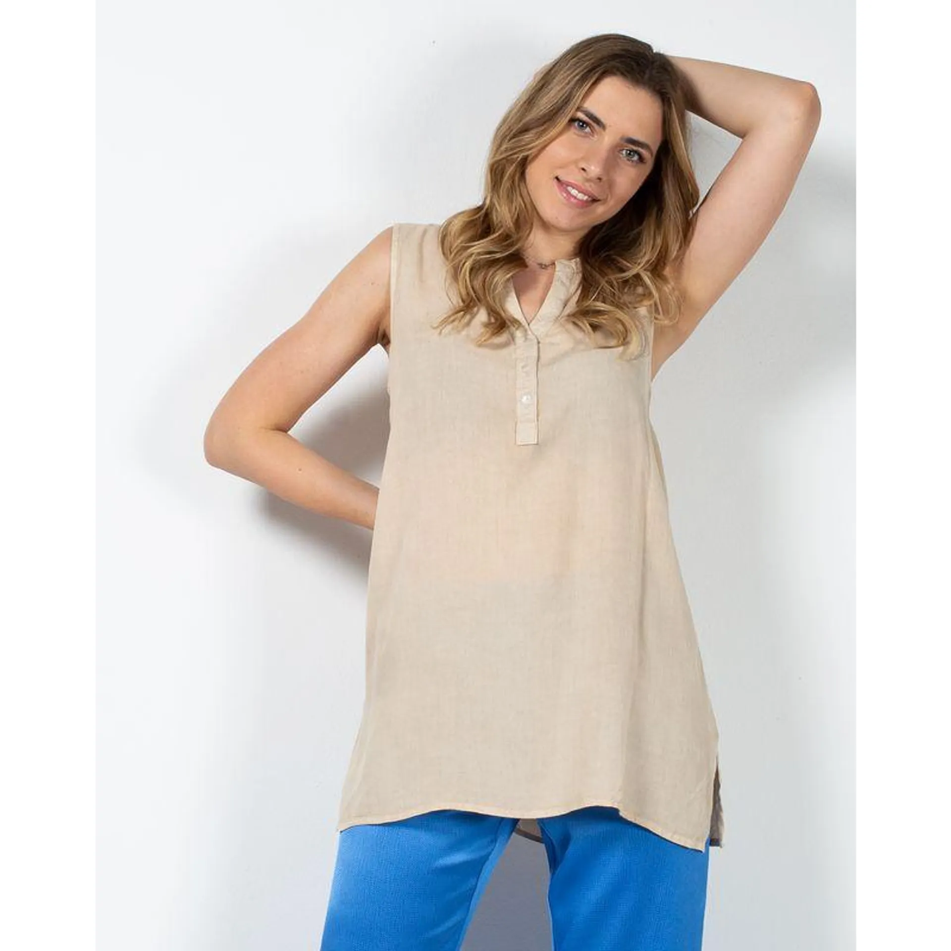 Bluza uni cu fante laterale N230523005