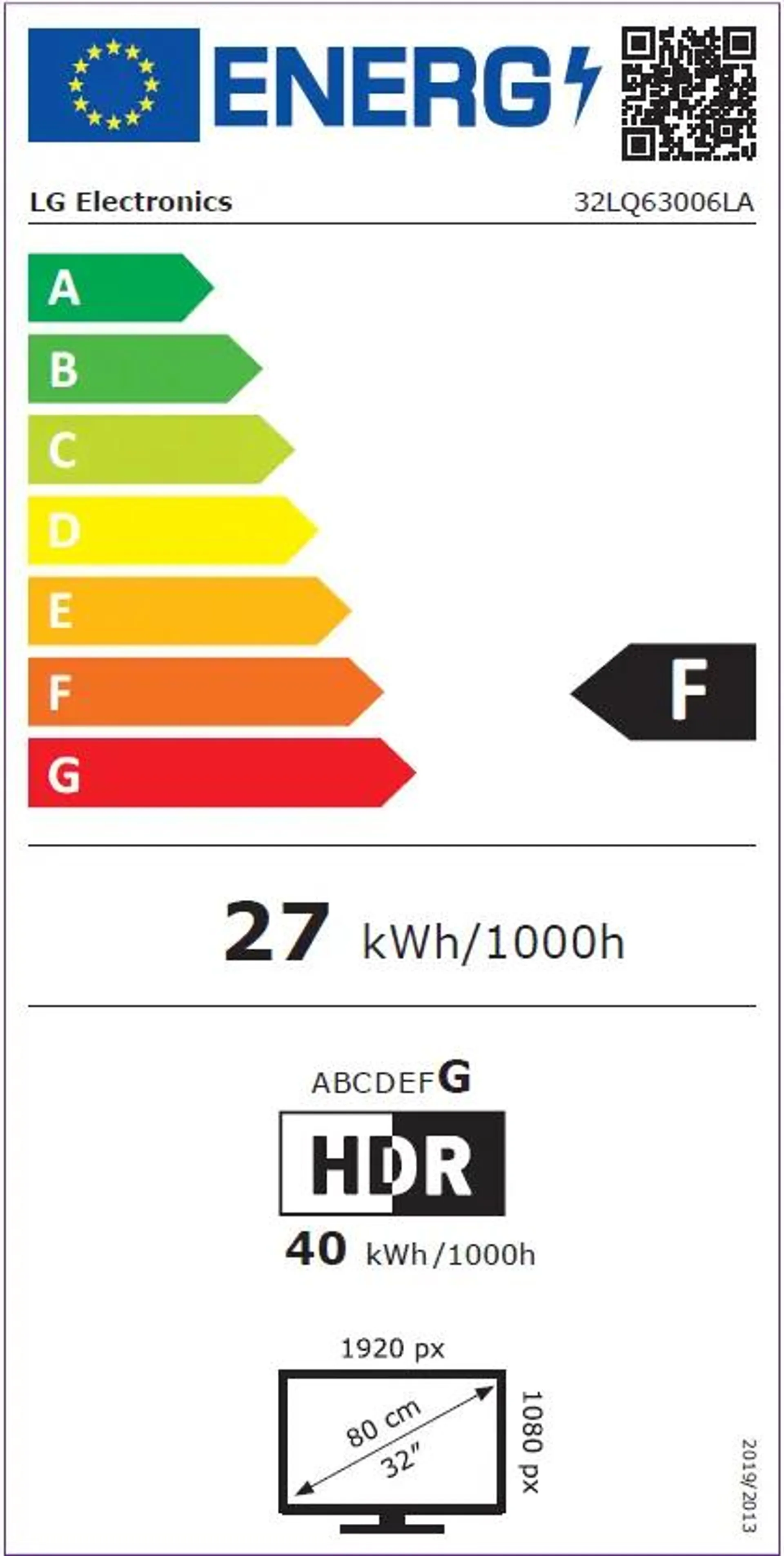 Televizor LED Smart LG 32LQ63006LA, 80 cm, Full HD, HDR, Clasa F