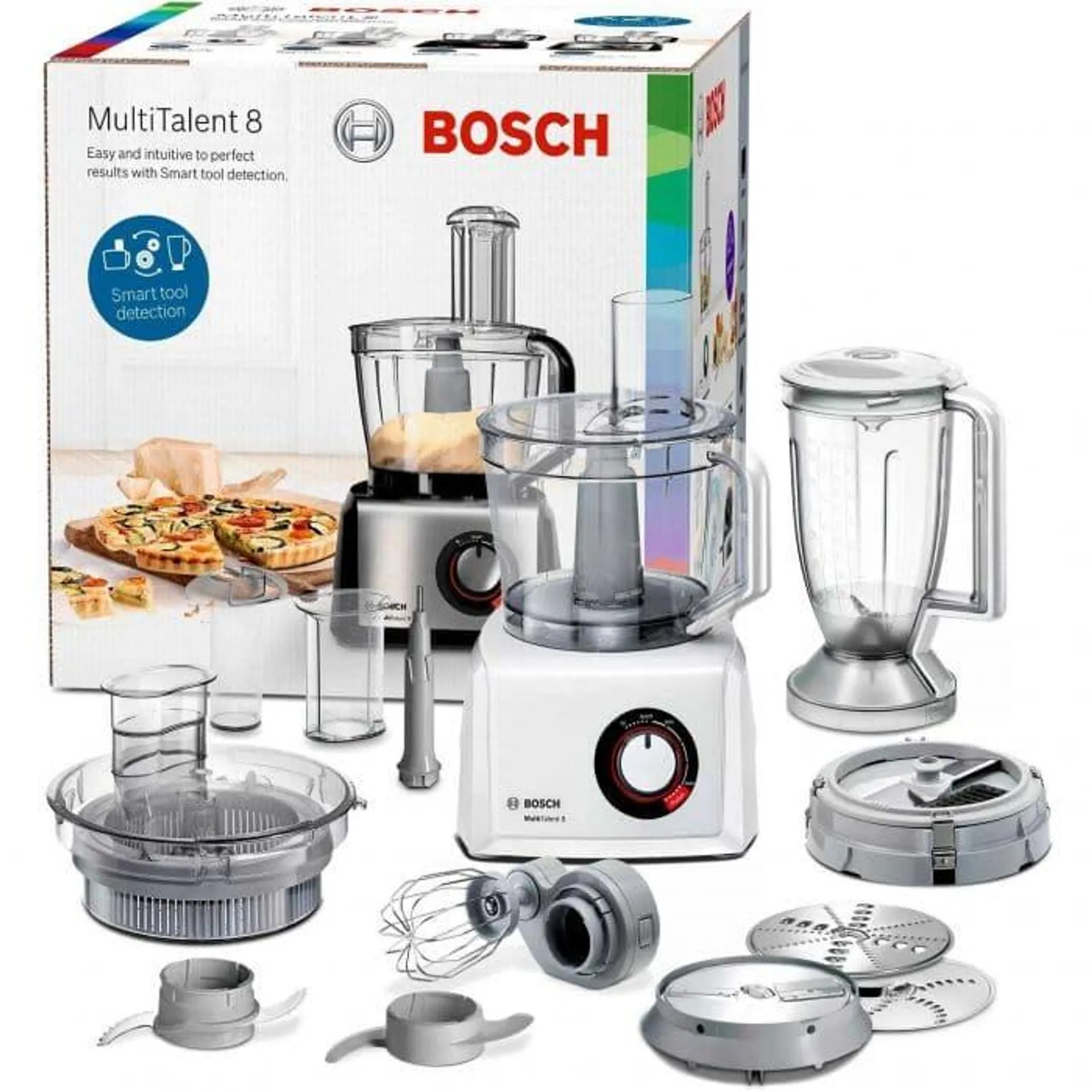 Robot de bucatarie Bosch MultiTalent 8 MC812W872, 1250 W, Viteza variabila, bol 3.9 l, Alb