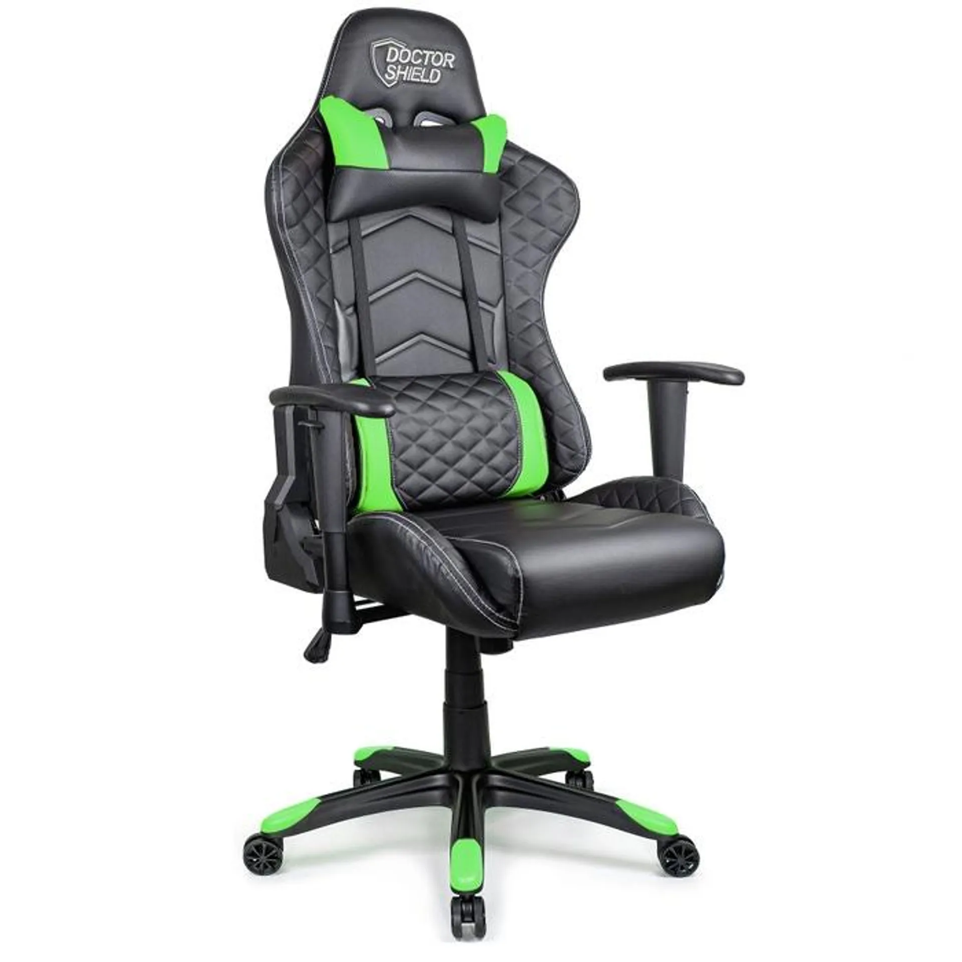 Scaun gaming Doctor Shield SV Racer, rotativ, imitatie piele, negru + verde, 1C