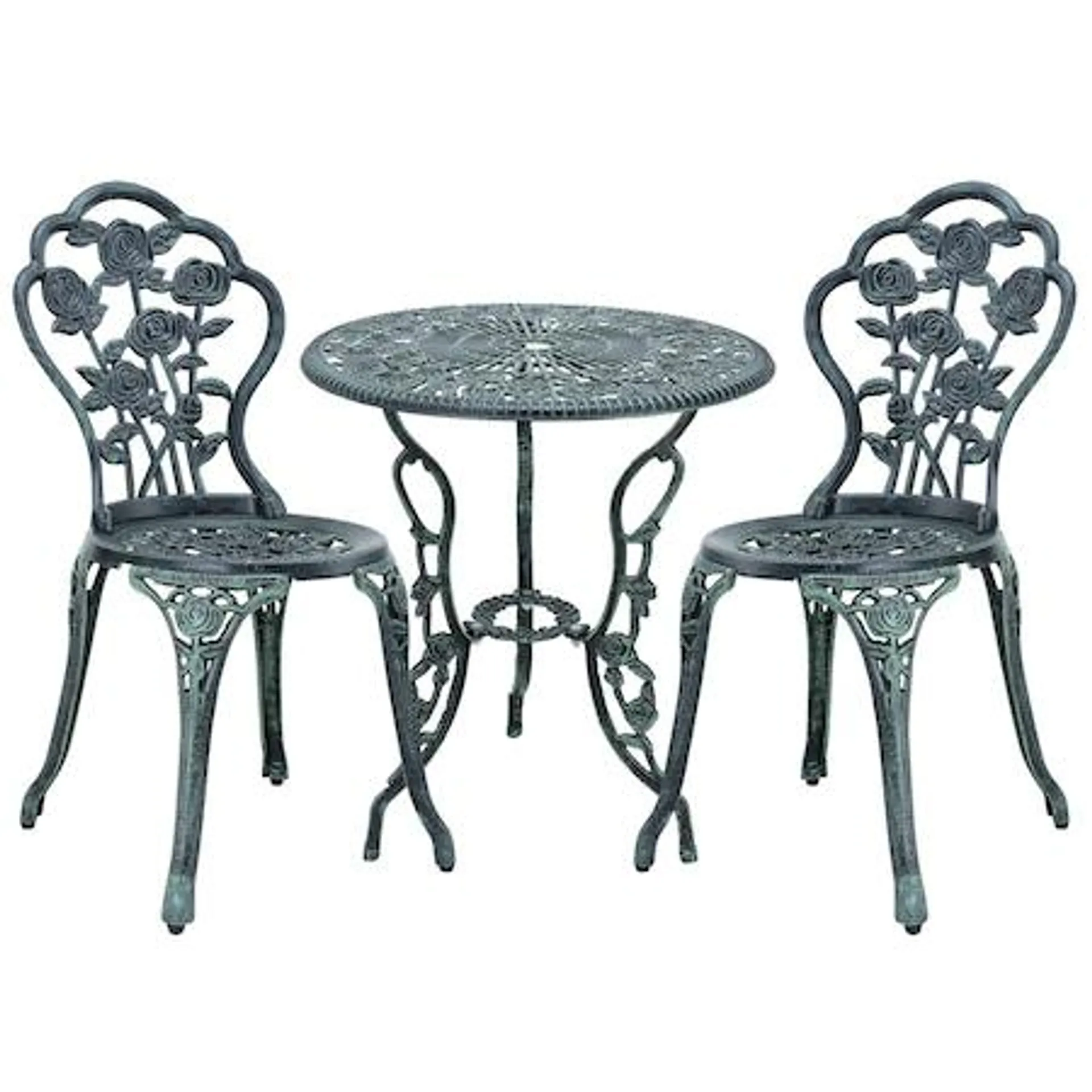 Set mobilier gradina Dina, casa.pro, masa rotunda 60 x 67 cm, scaun 42 x 83 cm, metal, verde