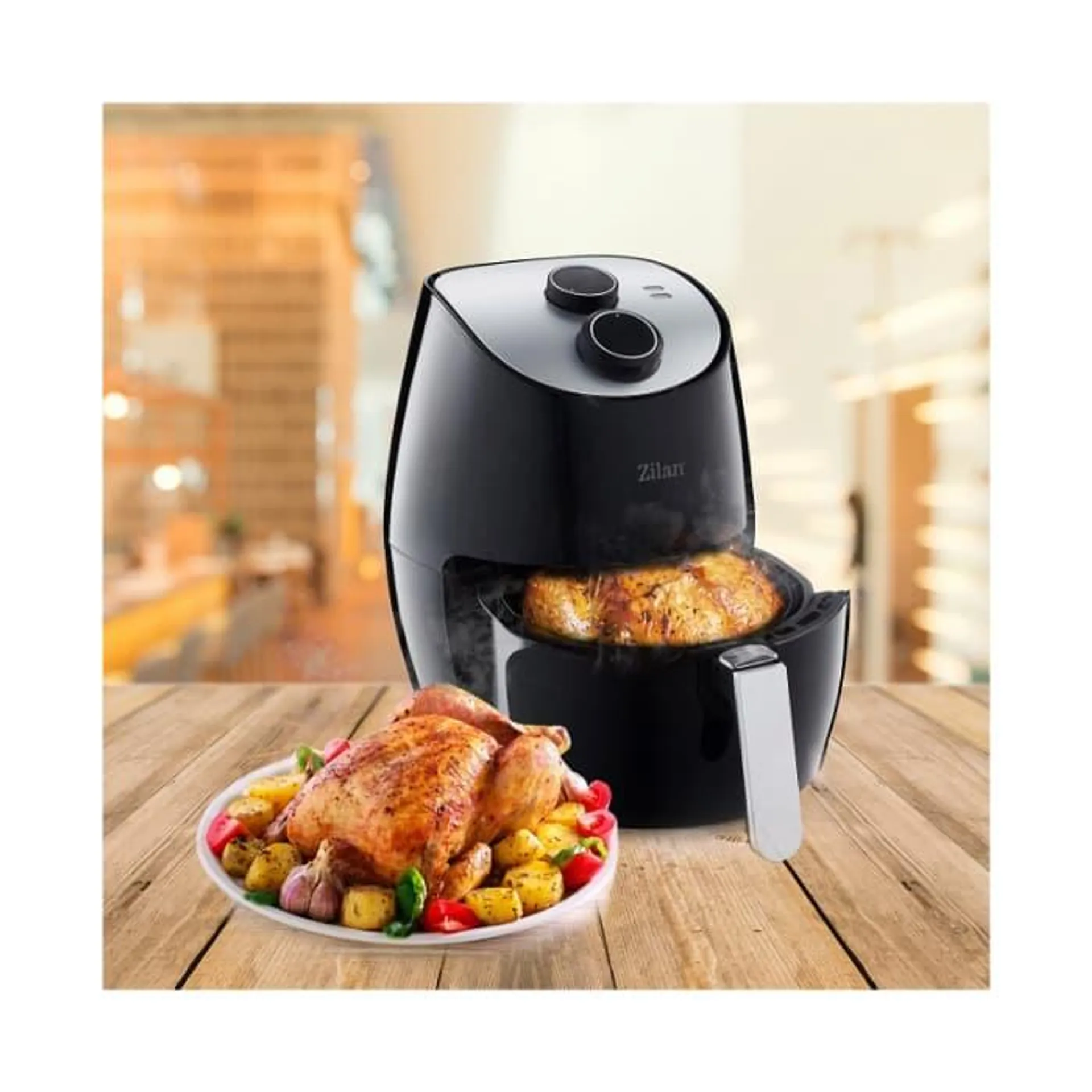 Friteuza cu aer cald Zilan ZLN-3598, 1350 W, 2.6 L, Timer 30 min, Negru