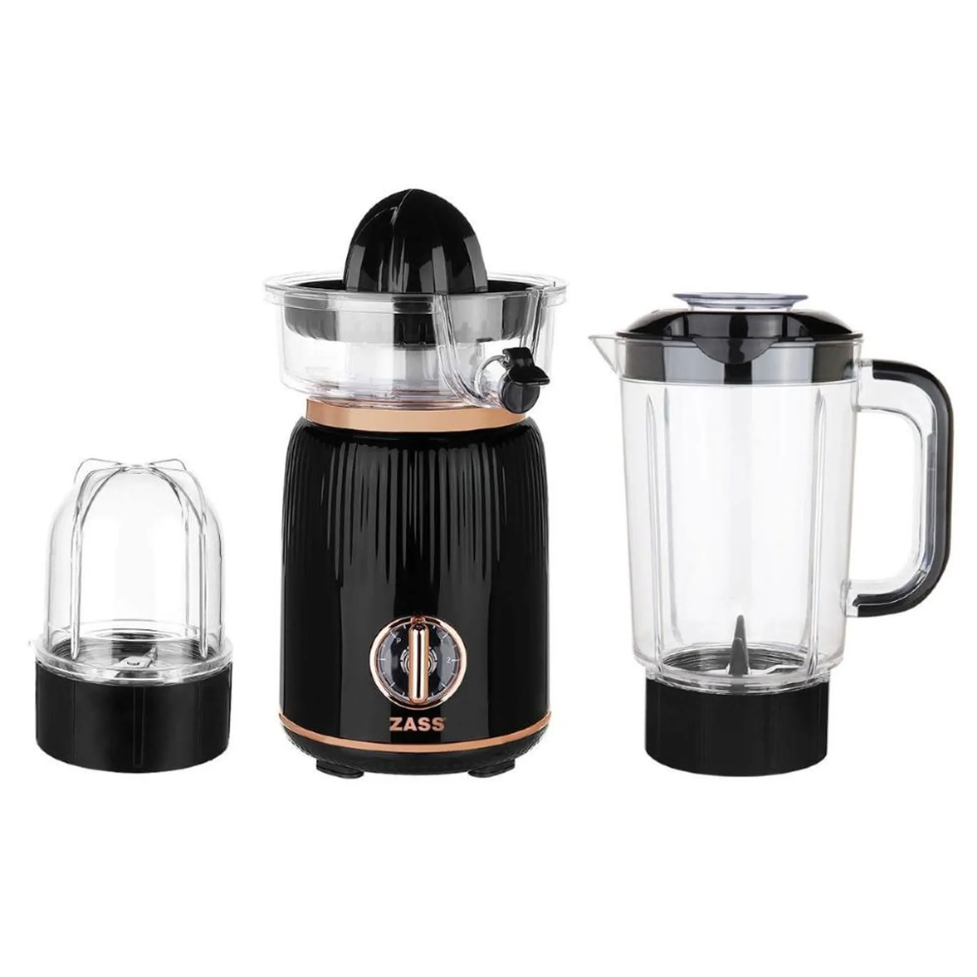 Blender Zass ZSB 21, 2 viteze, 1 litru, 380 W, Negru / Auriu