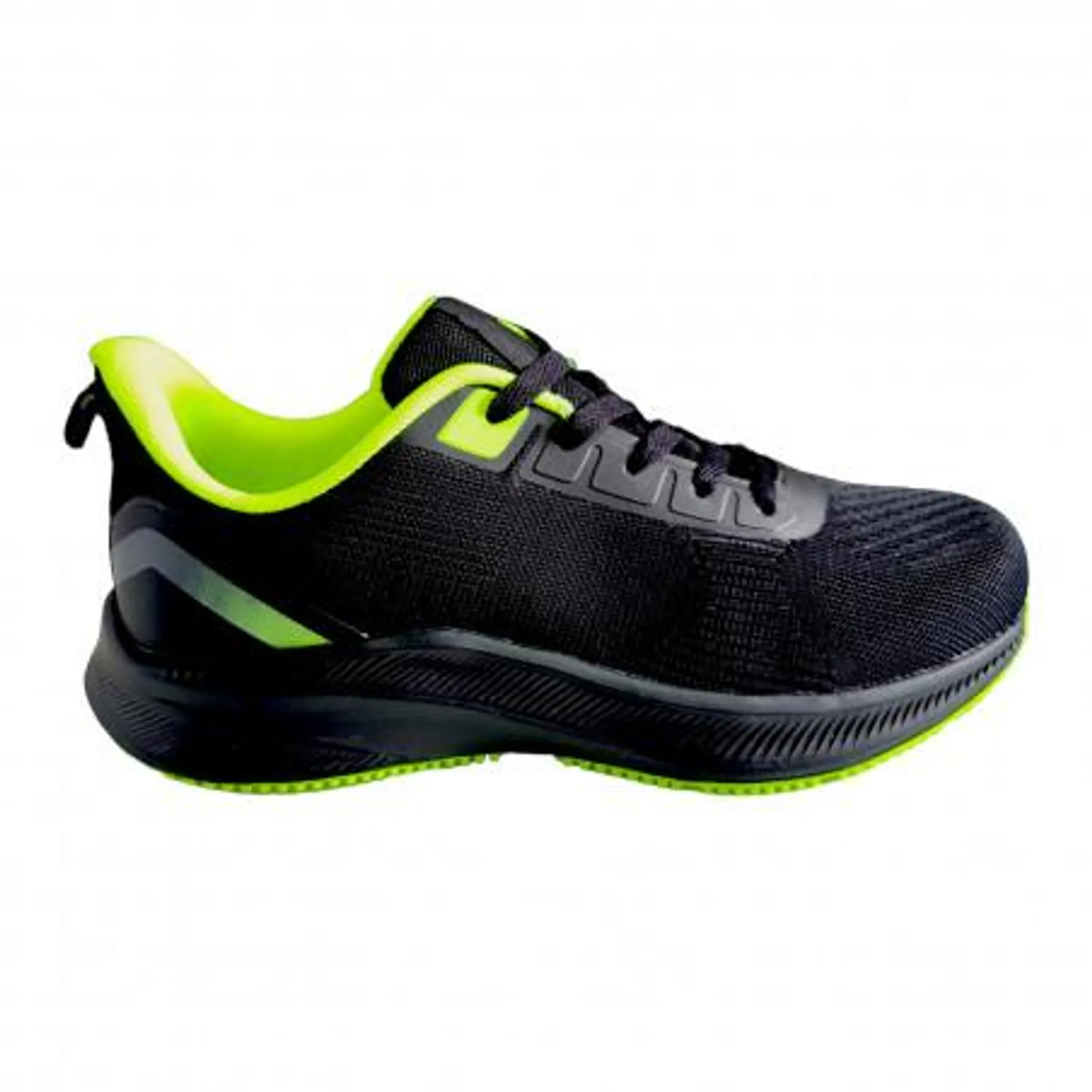 Pantofi sport pentru barbati, din material textil, negru cu verde neon