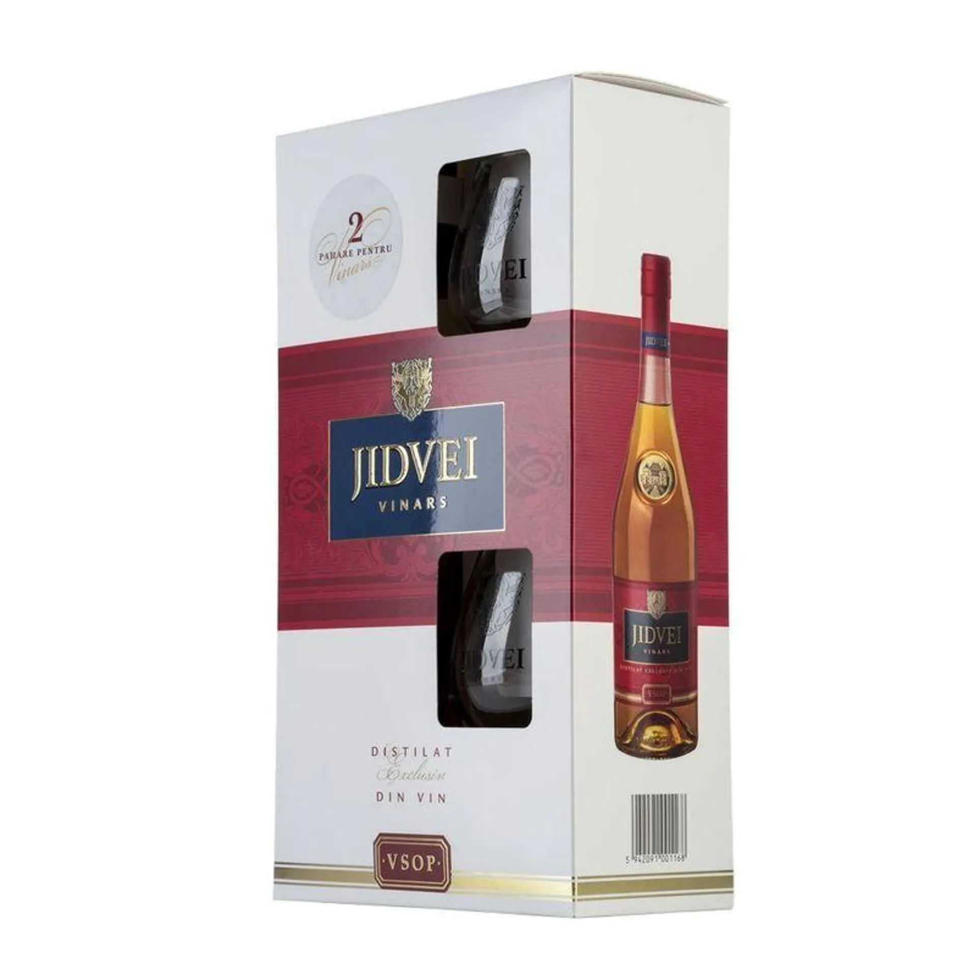 Pachet pentru cadou Jidvei Vinars VSOP + 2 pahare, 0.7 l