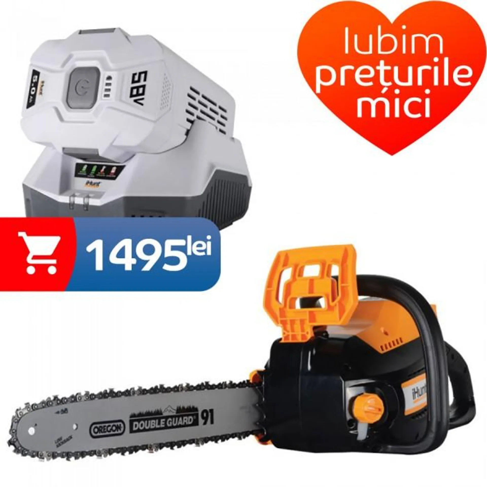 Kit Complet Drujba (fierastrau electric) iHunt Strong Chainsaw 58V Power