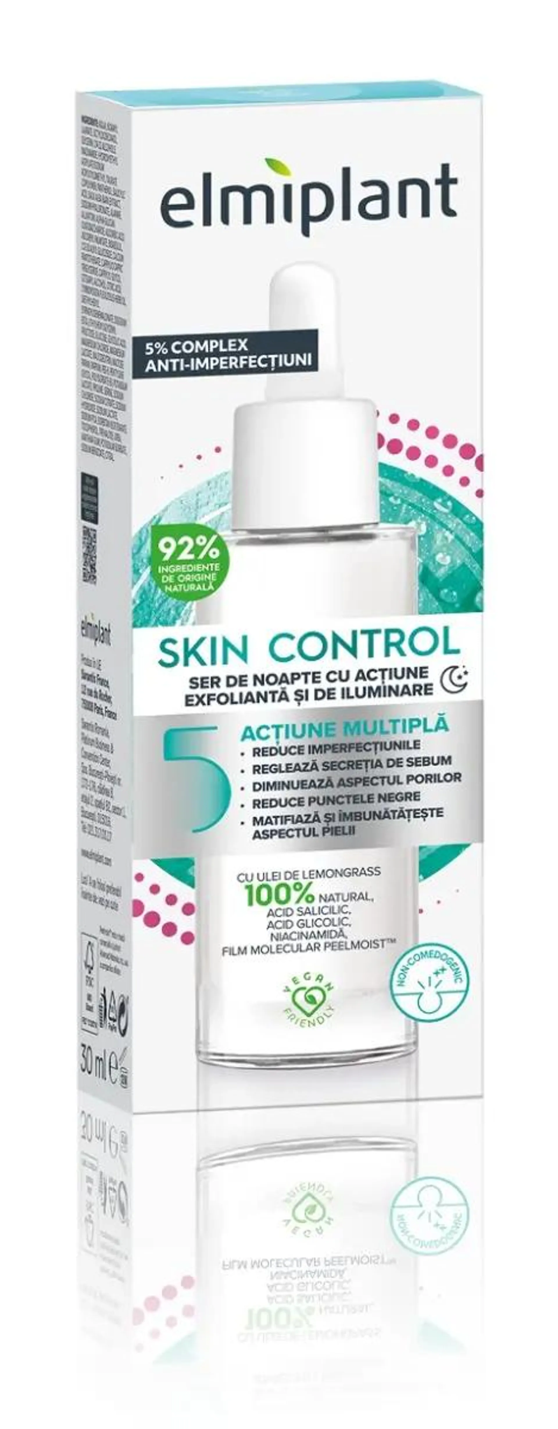 Ser de noapte Elmiplant Skin Control cu actiune exfolianta si de iluminare 30ml