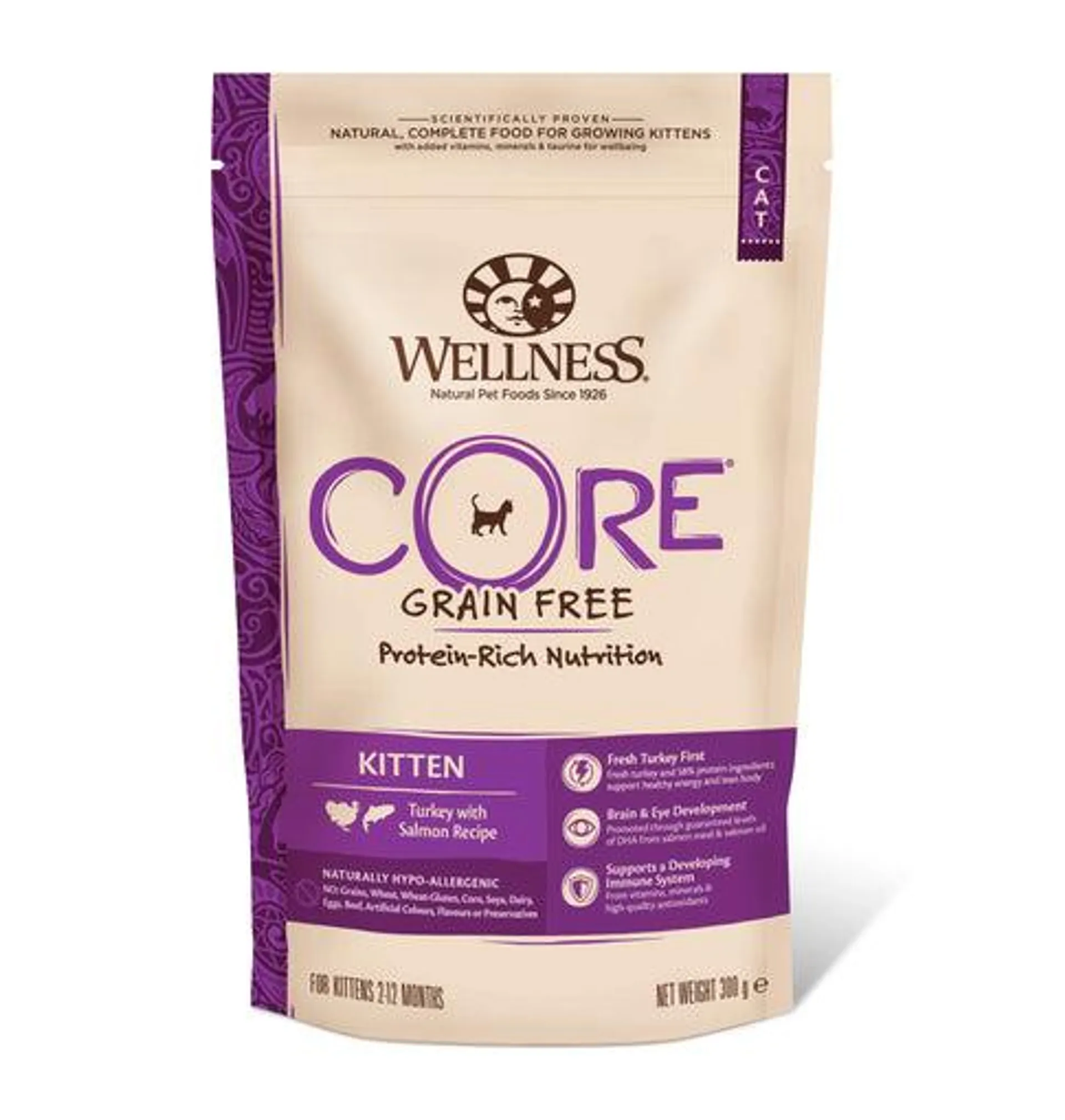 Hrana uscata pentru pisici Wellness Core Kitten Dry cu curcan si somon 300g