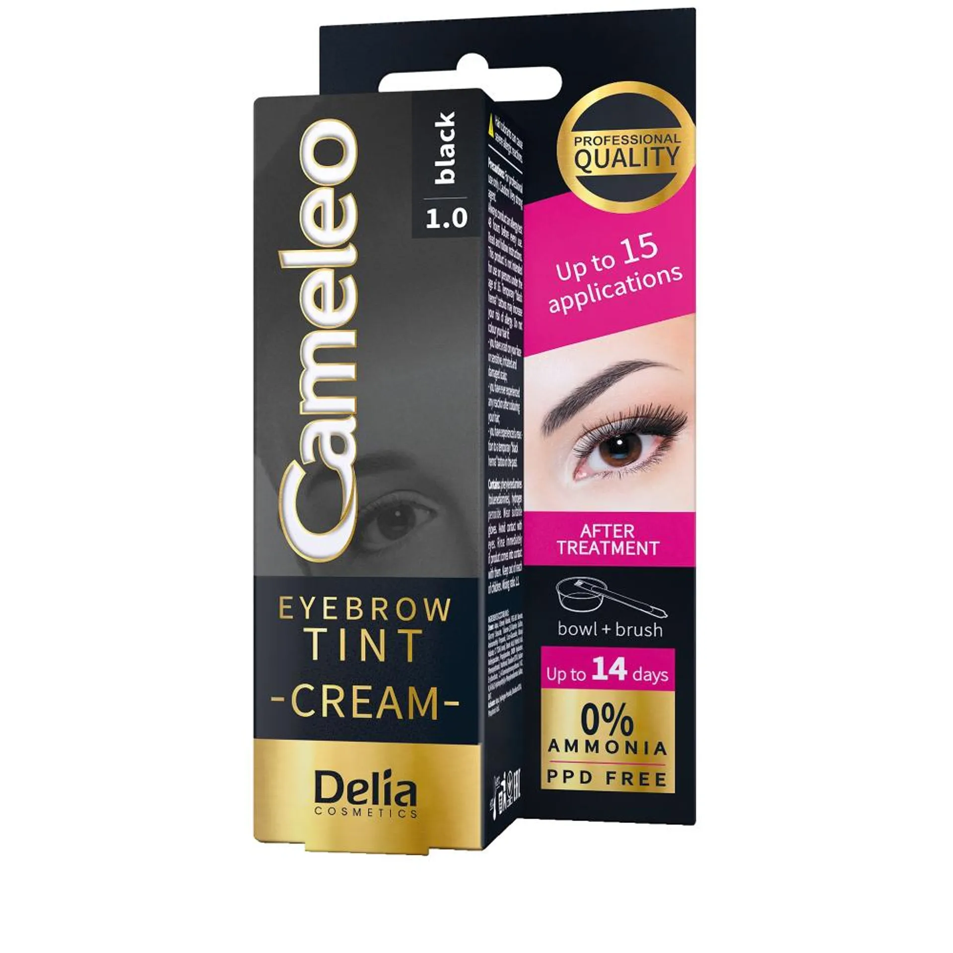 Crema pentru sprancene Delia Cameleo 1.0 Black, 15 ml