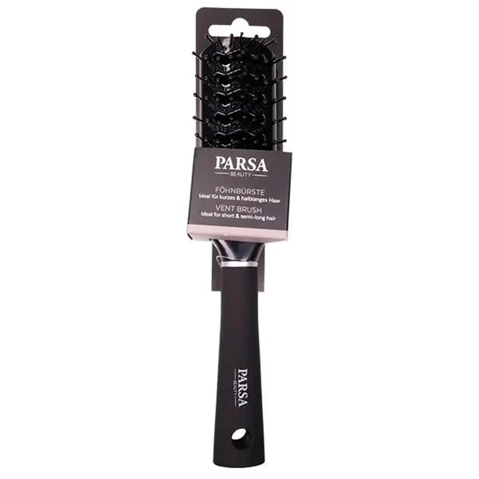 Perie de par pentru fohn Parsa Beauty, Trend Line cu peri din plastic, Negru