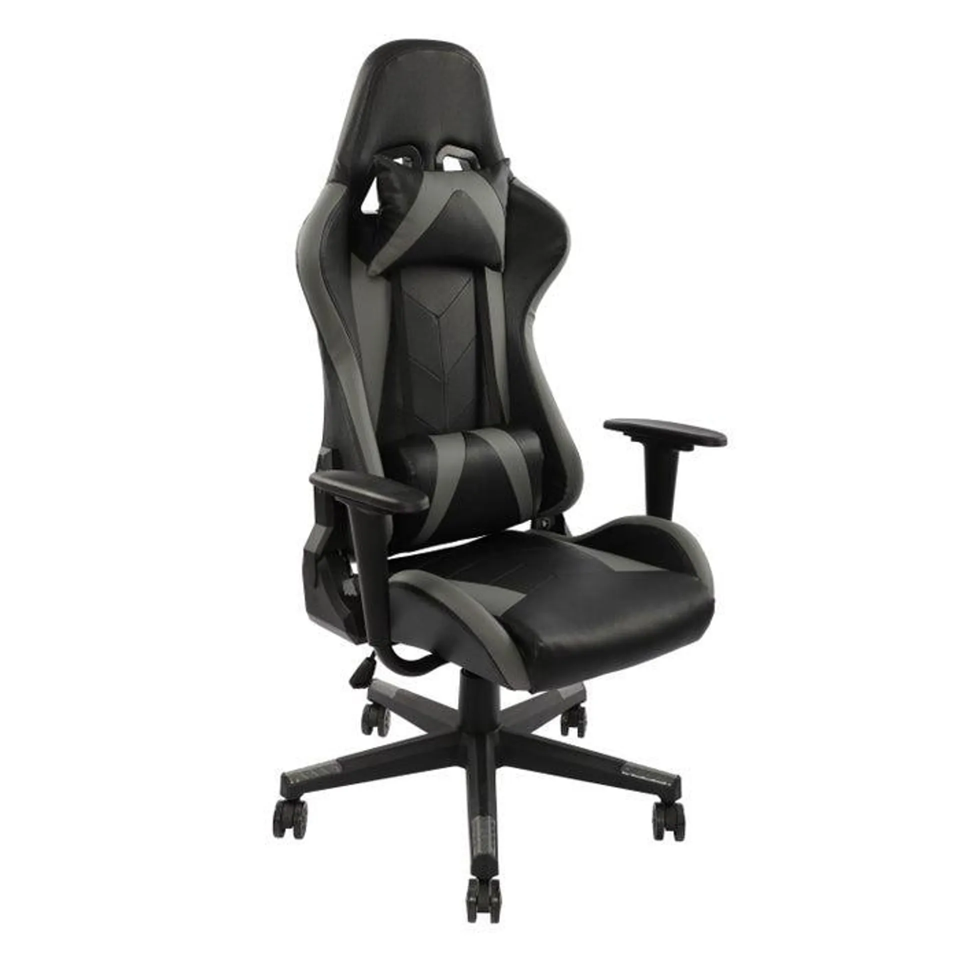 Scaun gaming Quaile, rotativ, imitatie piele, negru + gri