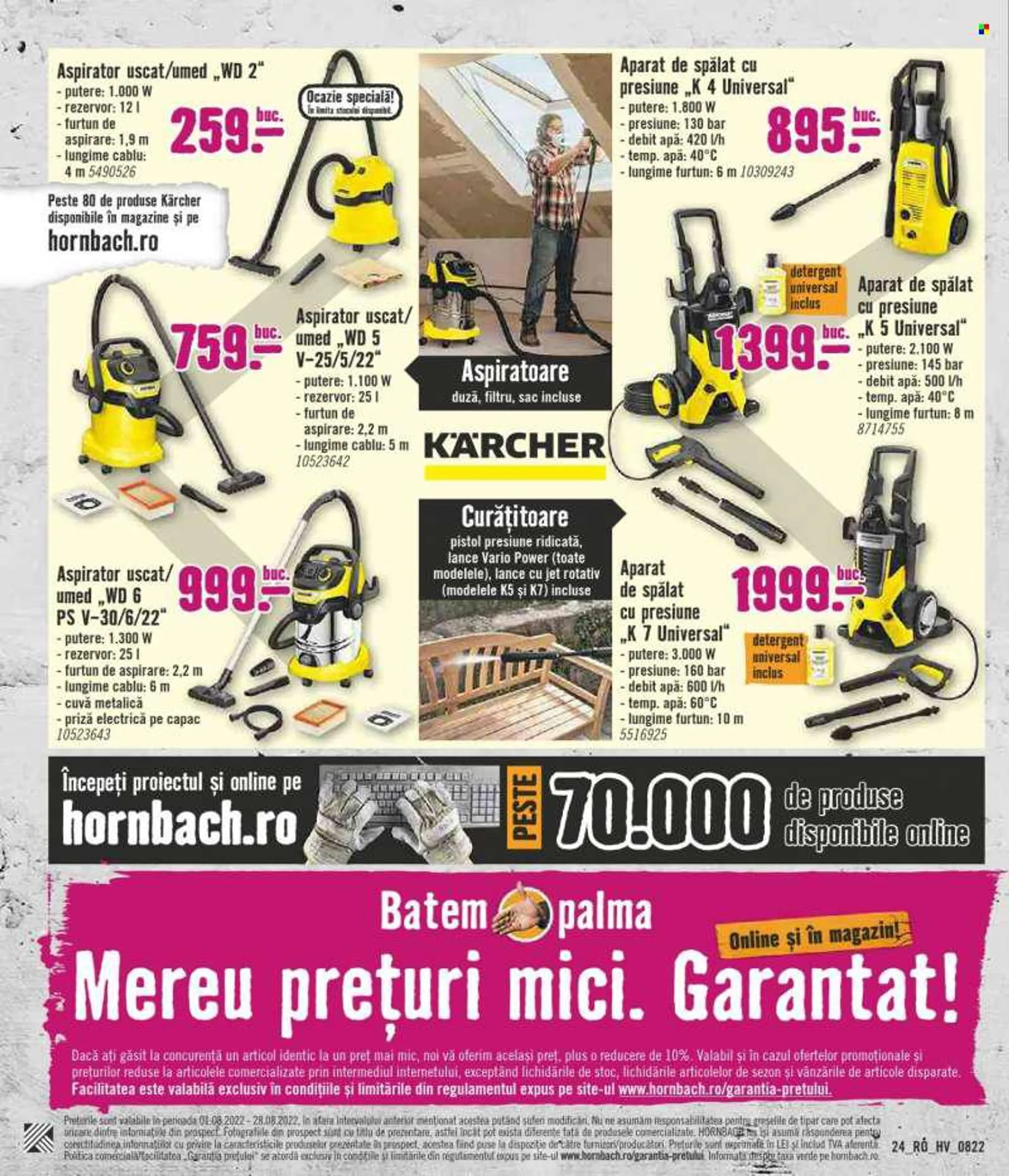 Cataloage Hornbach - 01.08.2022 - 28.08.2022 - Produse în vânzare - detergent, Kärcher, pistol, aparat de spălat cu presiune. Pagina 24.
