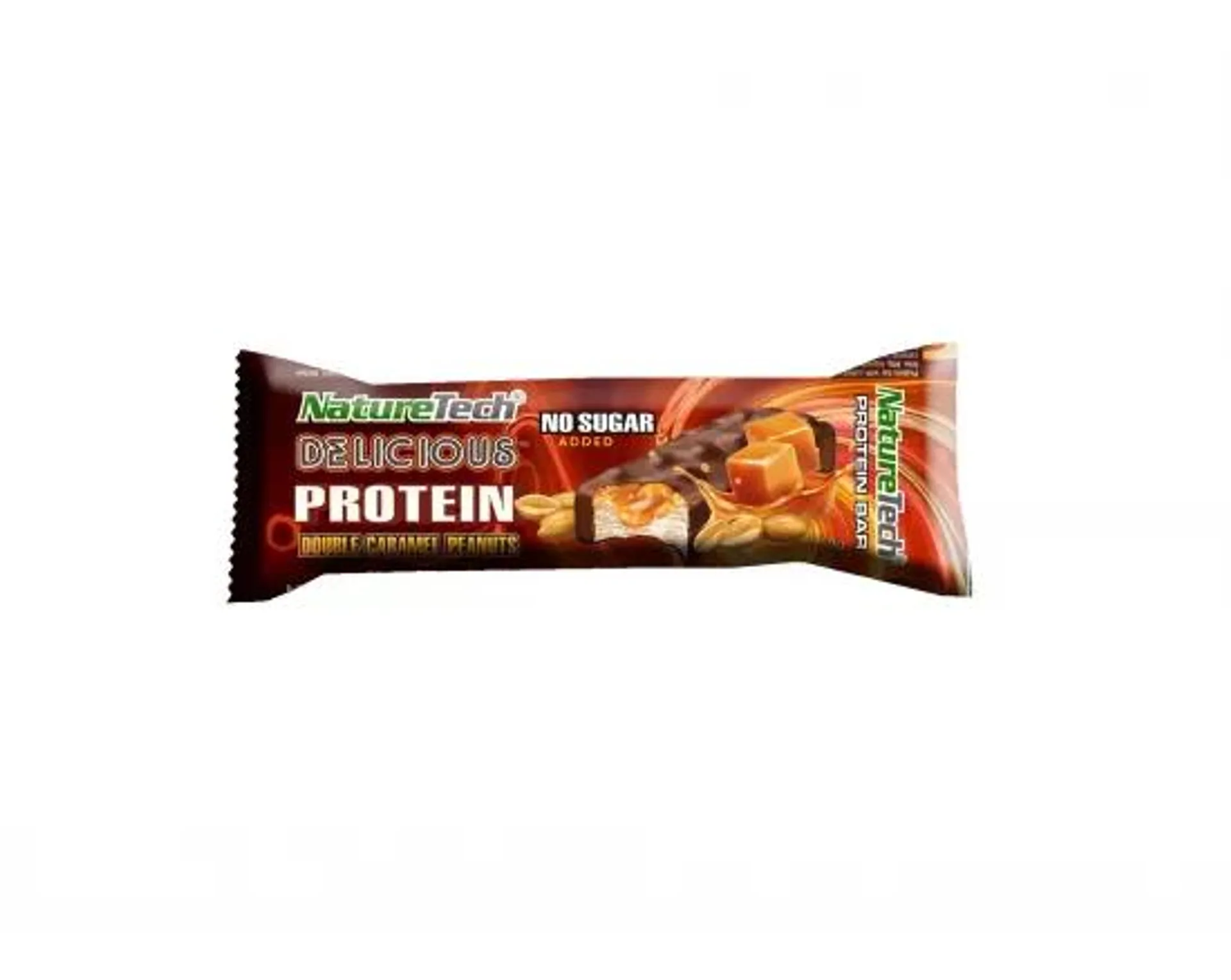 Naturetech baton delicious fara zahar dublu caramel/alune, 60g