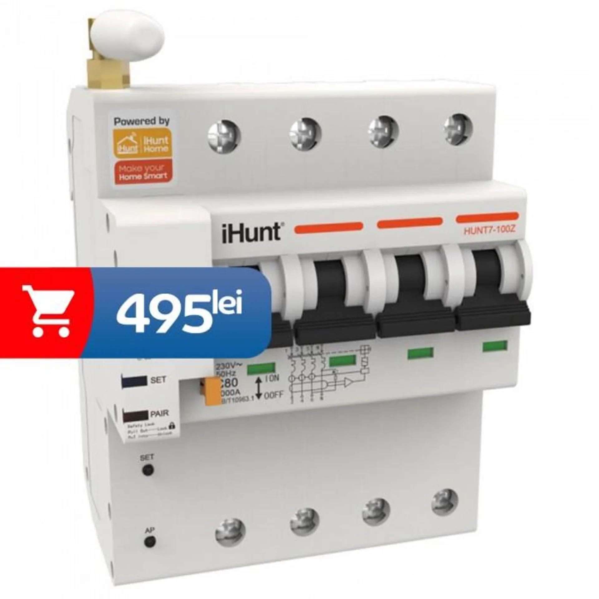 iHunt Home WIFI Smart Circuit Breaker with Metering 4P 32A - Siguranta automata inteligenta cu contorizare