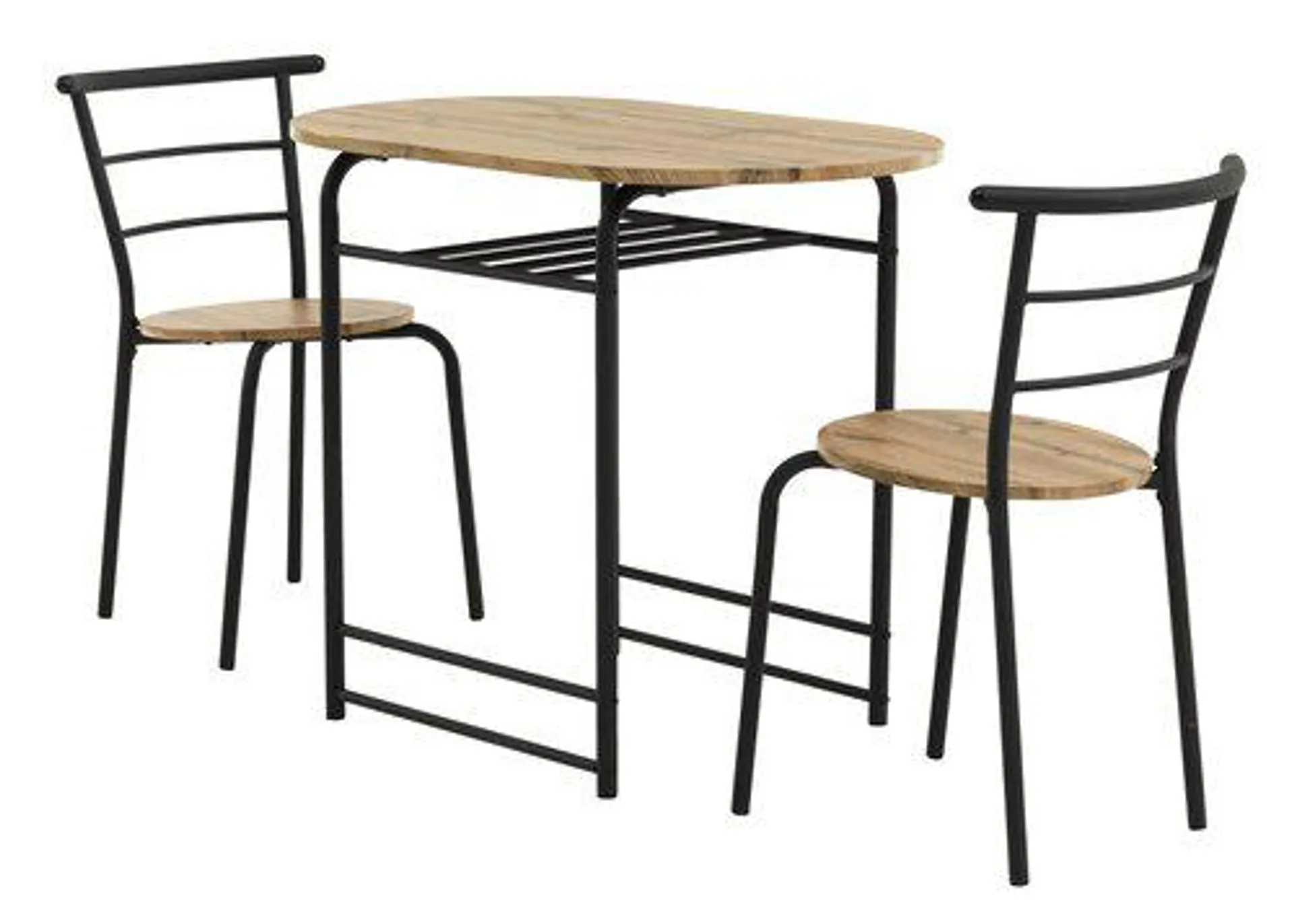 Mesa GADSTRUP L92 + 2 sillas GADSTRUP negro/color roble