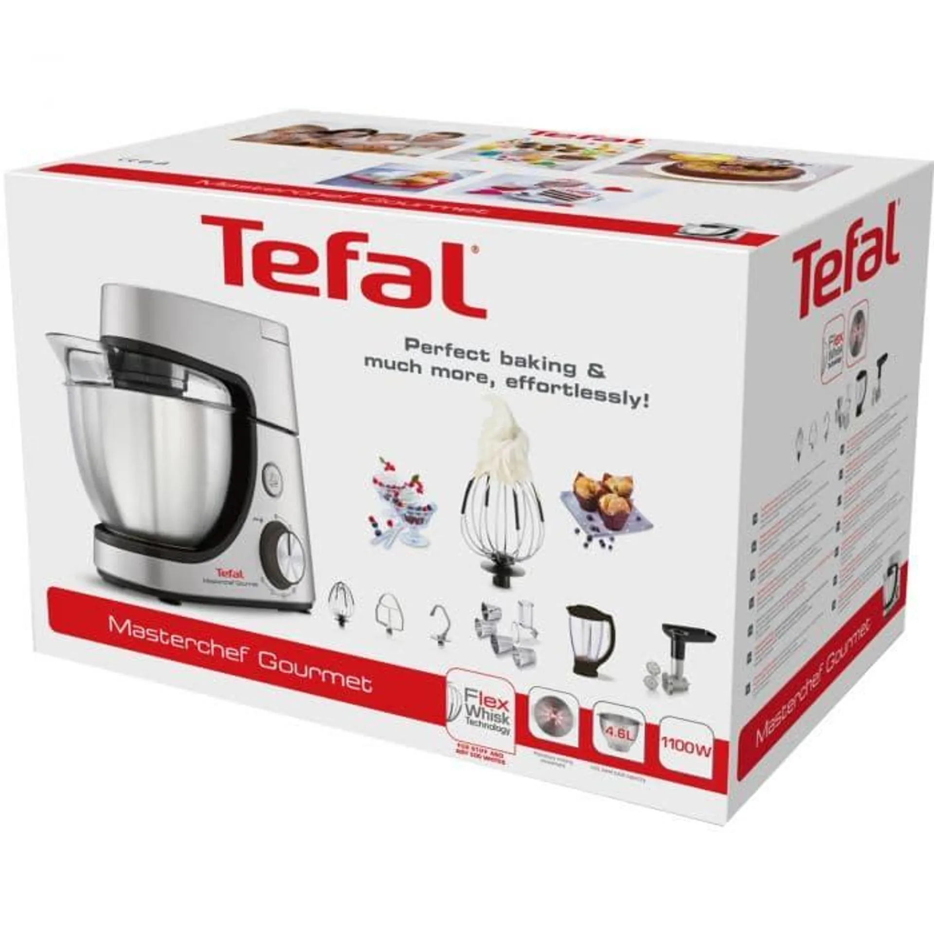 Robot de bucatarie Tefal MasterChef Gourmet QB516D38, 1100 W, Bol 4.6 l, Functie pulse, Argintiu